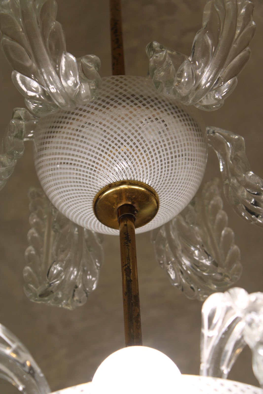 Venini Cascade Chandelier 1950 In Glass By Muranno Reticello And Ottone photo vintage