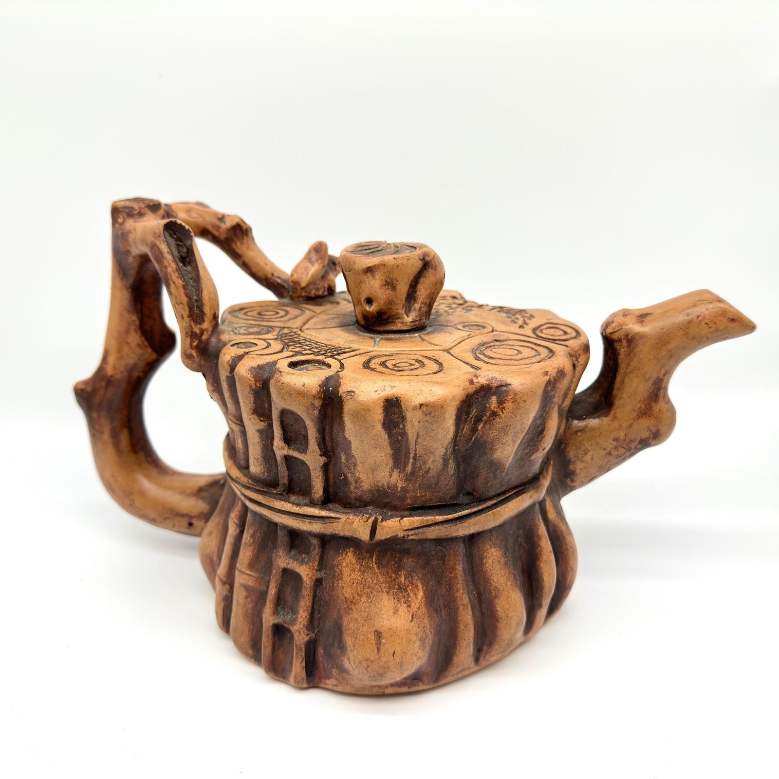 Vintage Yixing Teapot – Zisha Clay Squirrel & Bamboo Tree Trunk, Chinese Art Pottery, 1980s photo furniture