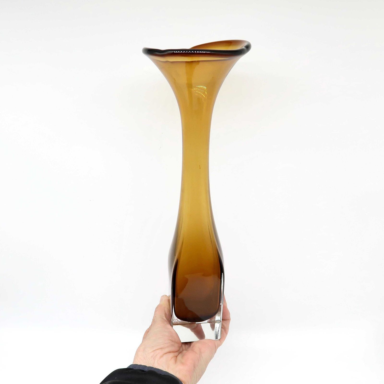 Scandinavian Art Glass Amber Vase – Bo Borgström For åseda, Sweden, 1960s