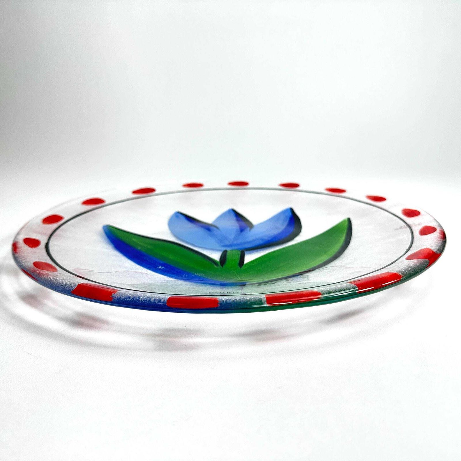 Kosta Boda Glass Plate: Ulrica Hydman Vallien Blue Tulip Charger