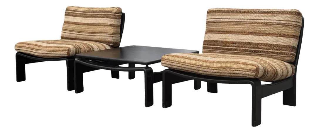 Lounge Set With Coffee Table By Carl Straub, Germany, 1970s, Set Of 3