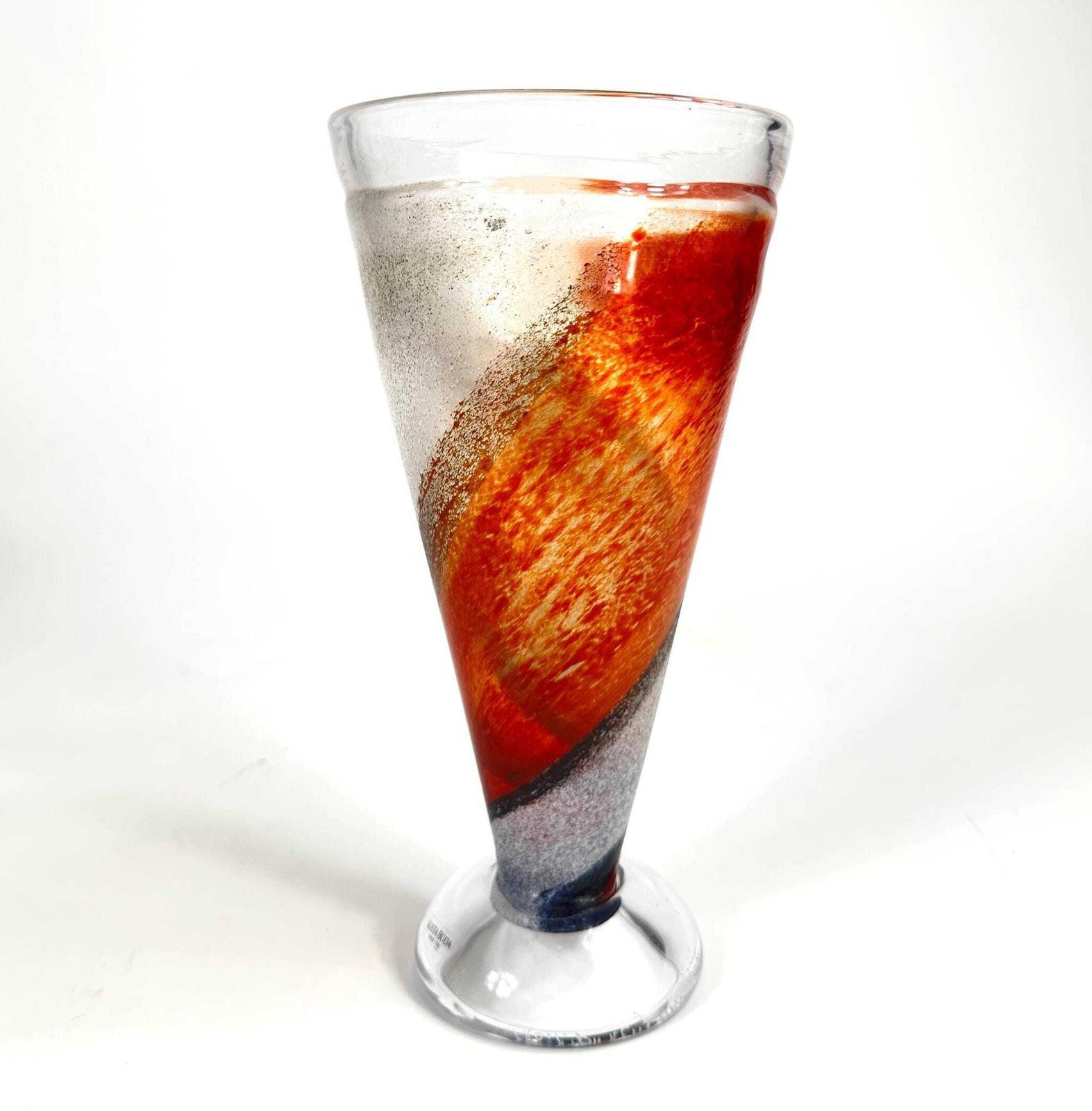 Kosta Boda Twister Glass Vase – Kjell Engman Signed & Numbered | Mid Century Modern Decor