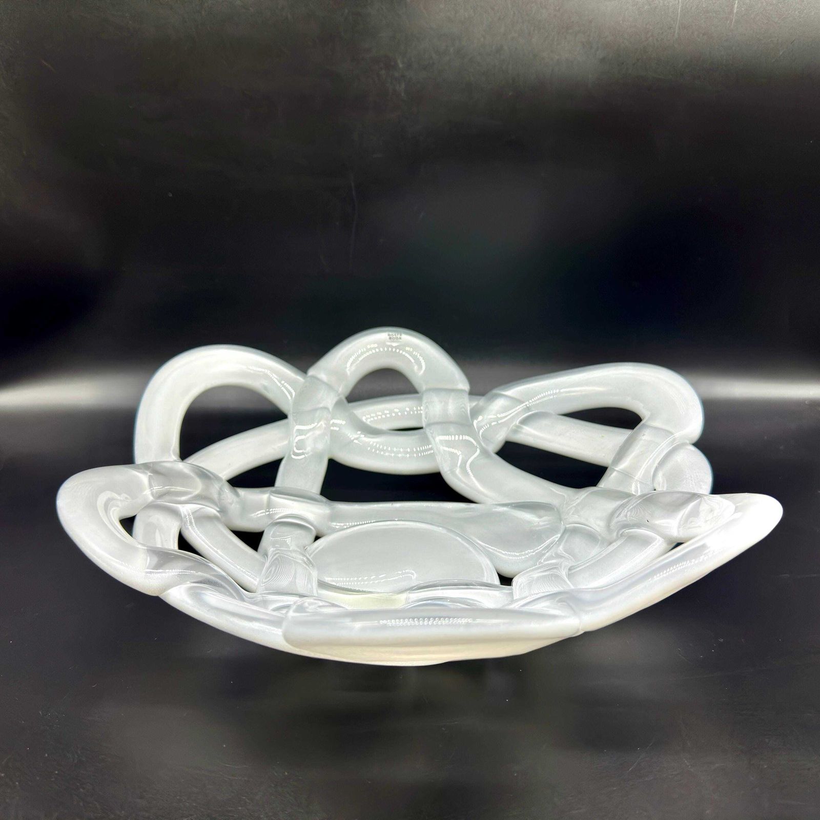 Kosta Boda White Glass Basket Bowl – Anna Ehrner Art Glass Centrepiece, Sweden photo furniture