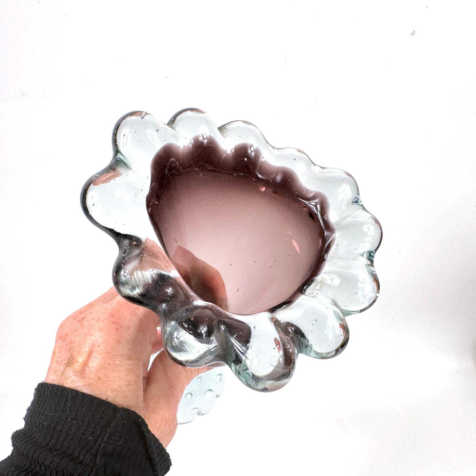 1960s åseda Glassworks Vase – Swedish Art Glass In Lilac And Aqua Bubble Rim Design photo buy