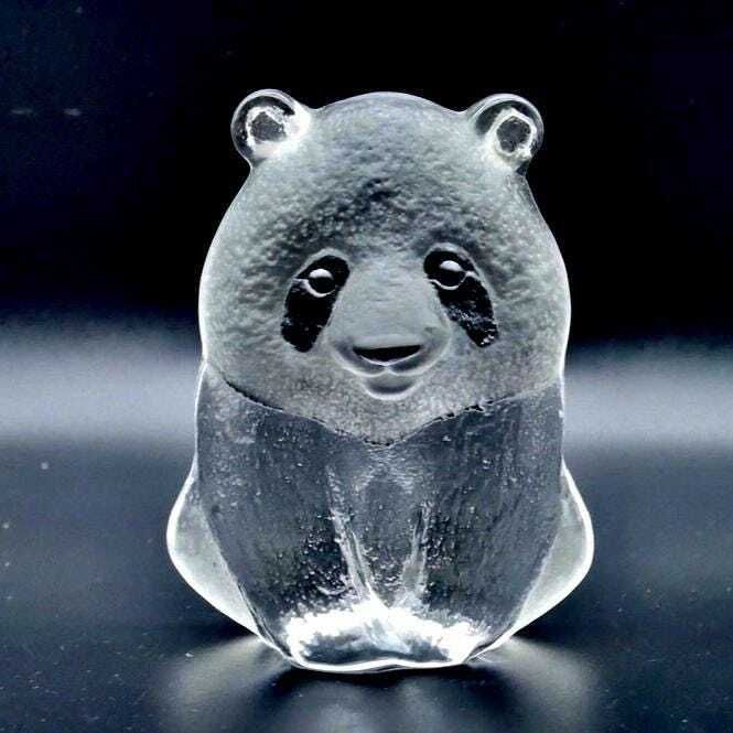 Art Glass Panda Wwf Paperweight Sculpture Signed  Mats Jonasson photo furniture