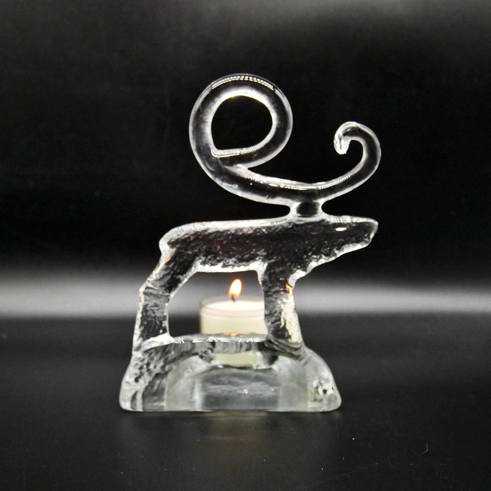 Vintage Kosta Boda Glass Reindeer Candle Holder – Bertil Vallien Design photo Home Decor