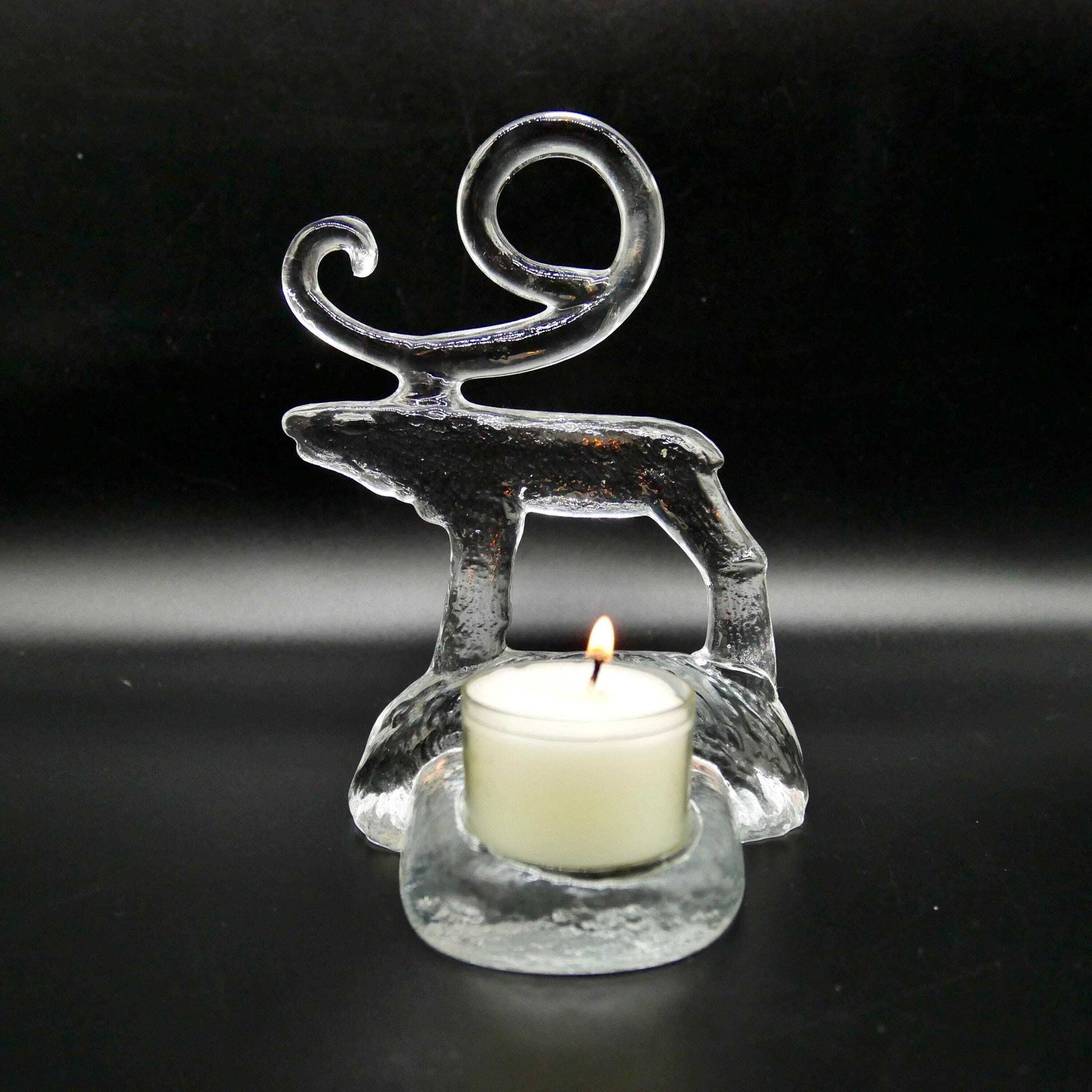 Vintage Kosta Boda Glass Reindeer Candle Holder – Bertil Vallien Design photo vintage