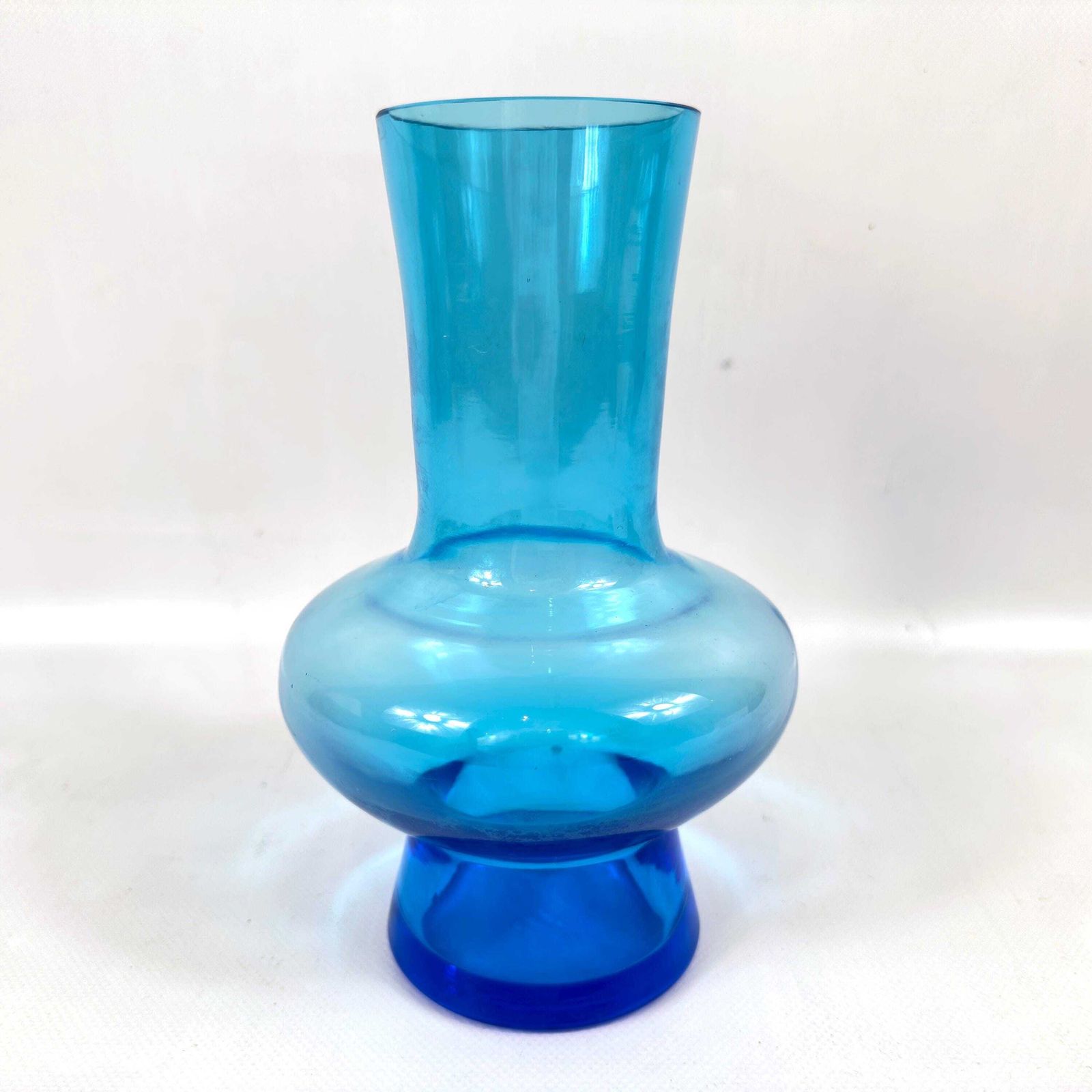 Bo Borgström For åseda – Mid Century Blue Art Glass Vase, Swedish Modern Design, 1960s