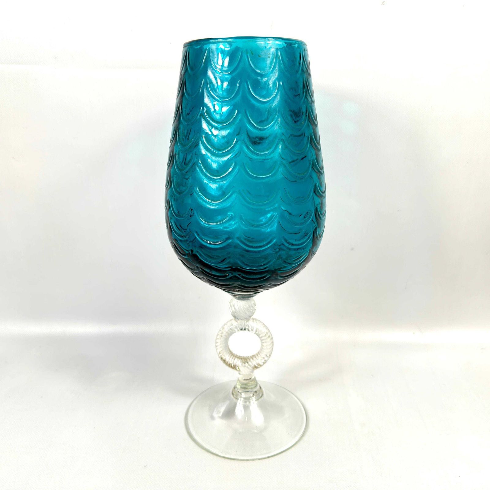 Large Draped Optic Italian Empoli Art Glass Vase, 1950s–60s photo buy