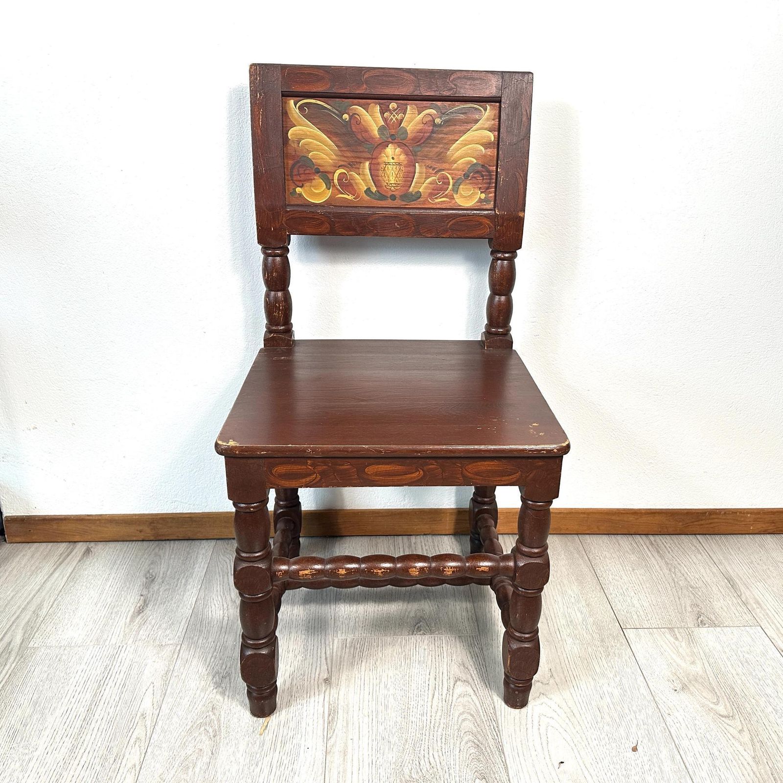 Antique Swedish Dining Chairs – Hand Painted Folk Art Chairs, Early 20th Century photo Furniture