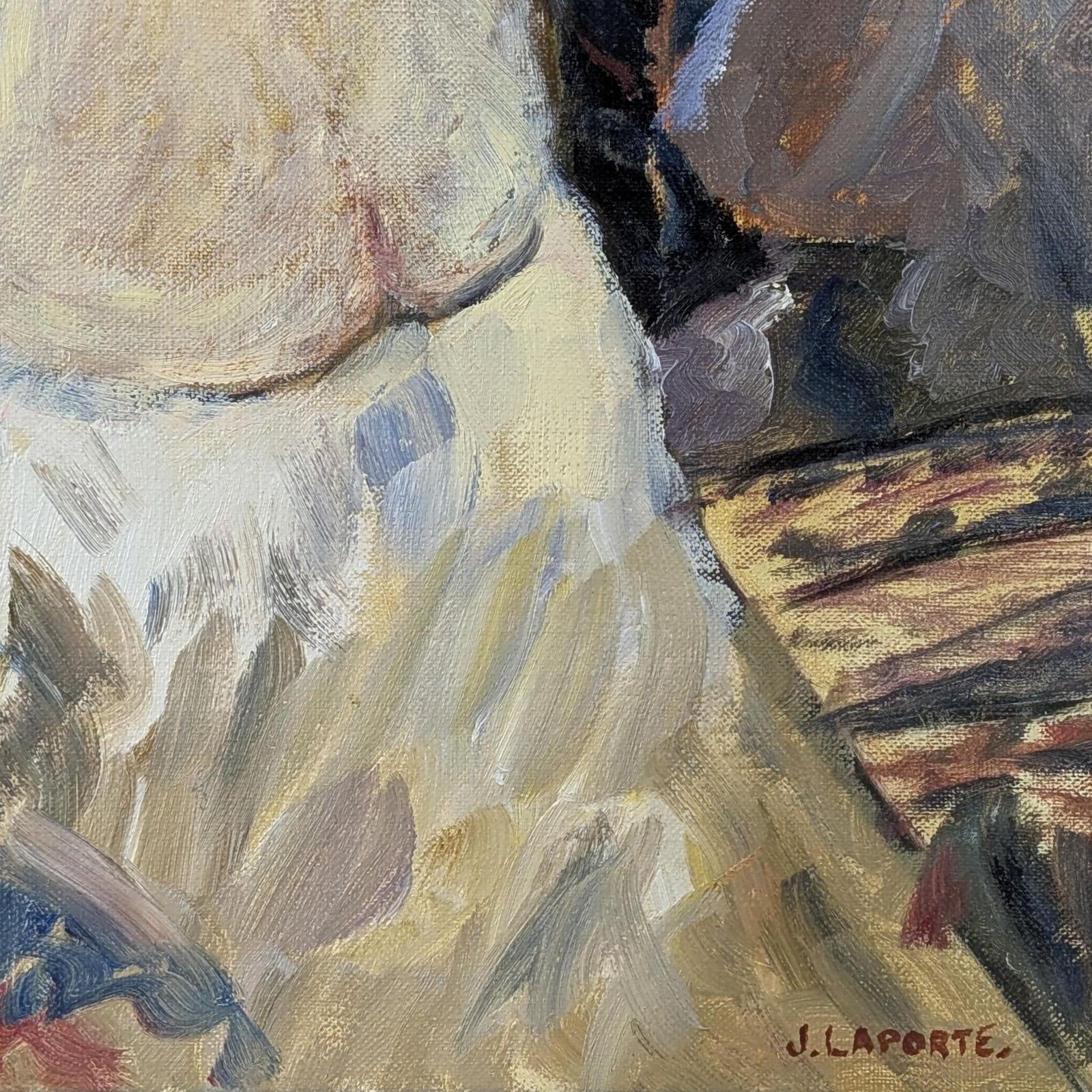 Vintage 1980s French Expressionist Nude Woman Oil On Canvas Painting Signed J. Laporte photo Art