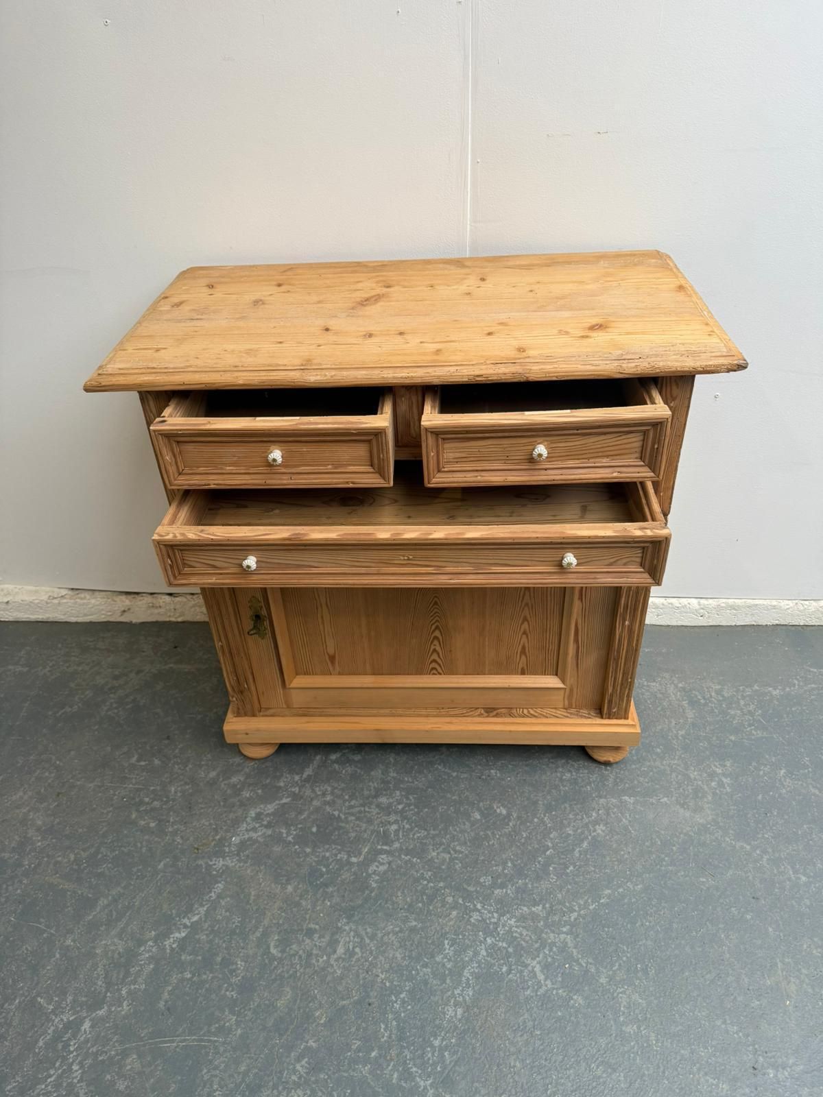 An Early Victorian Pine Hall Dresser Base / Cupboard To Wax/Paint photo furniture