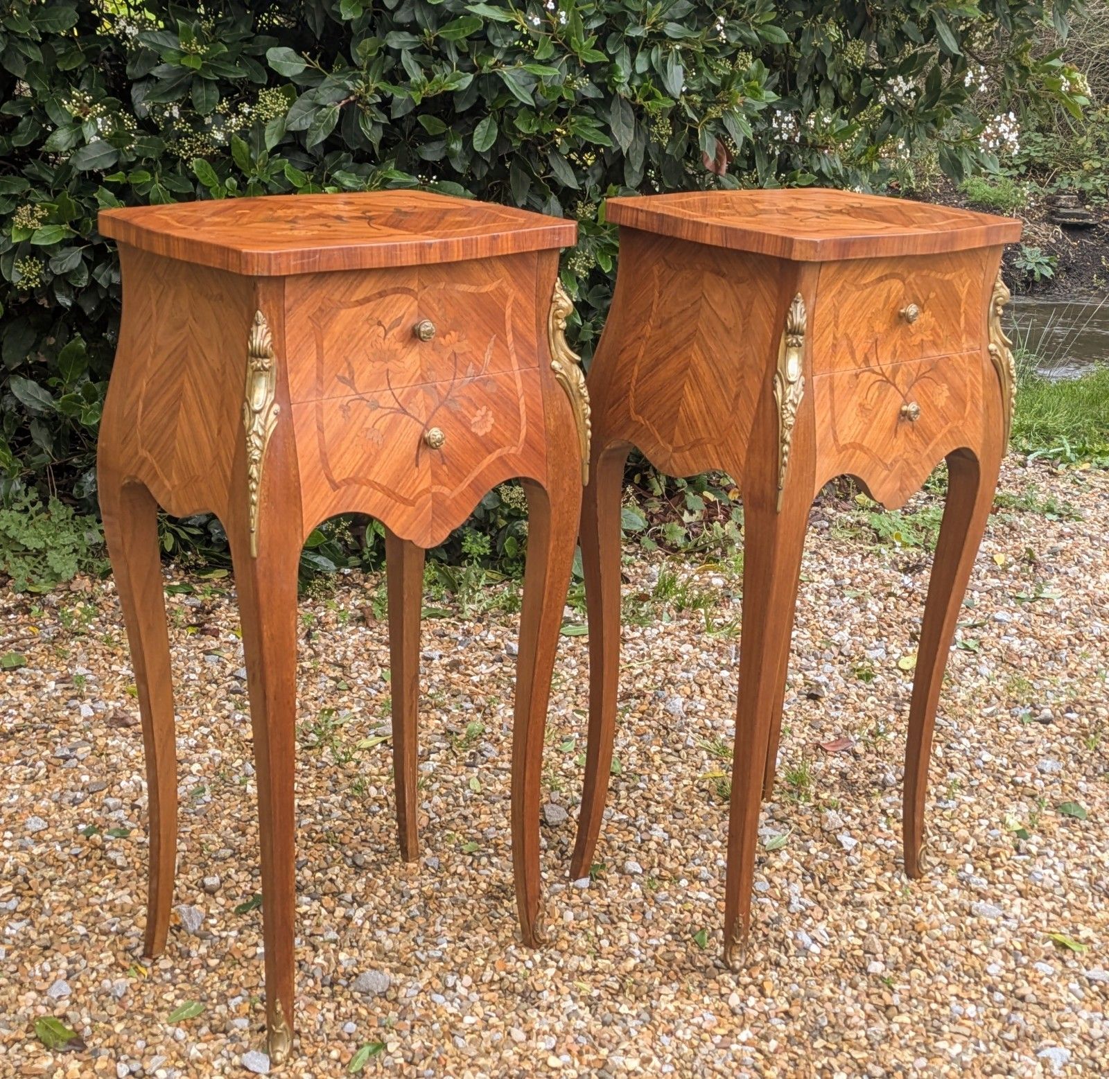 Pair Antique French Bedside Cabinets Inlaid Kingwood photo furniture