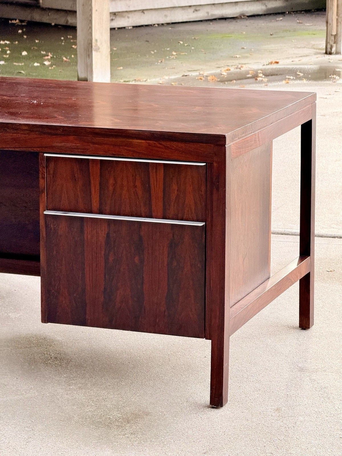 Large Mid Century Modern Danish Design Executive Desk Double Pedestal photo Furniture