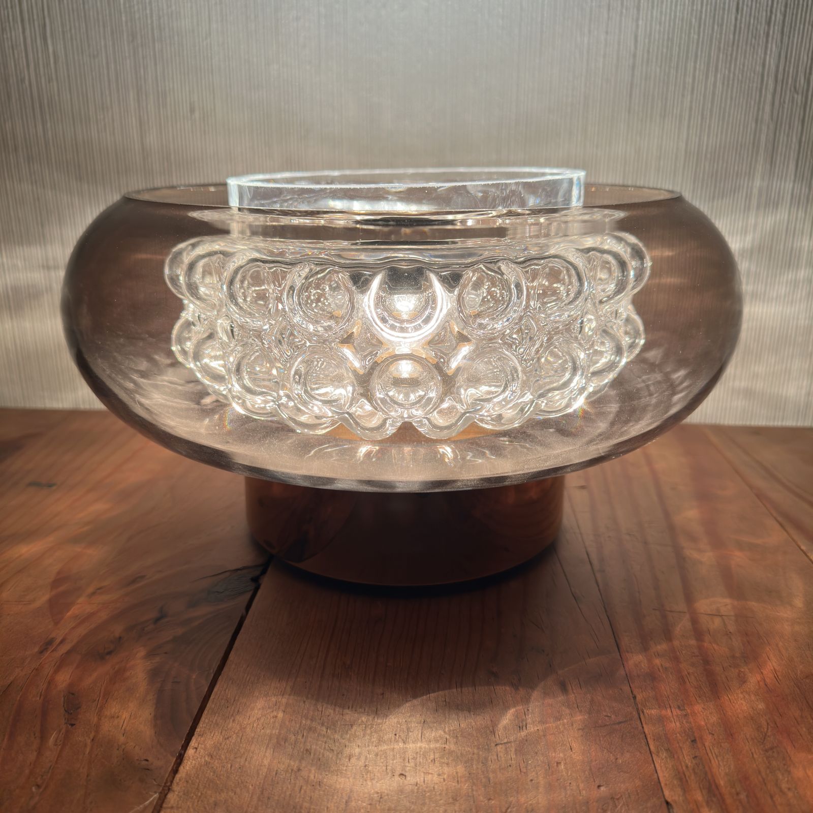 Orrefors Table Lamp By Carl Fagerlund – Model 2185/117 – Smoked Glass & Crystal Optical Centrepiece photo for sale