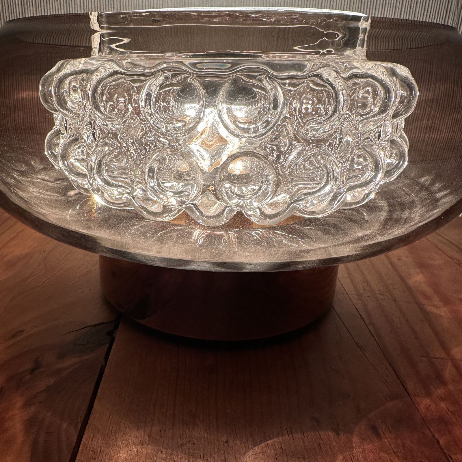 Orrefors Table Lamp By Carl Fagerlund – Model 2185/117 – Smoked Glass & Crystal Optical Centrepiece photo 495.0