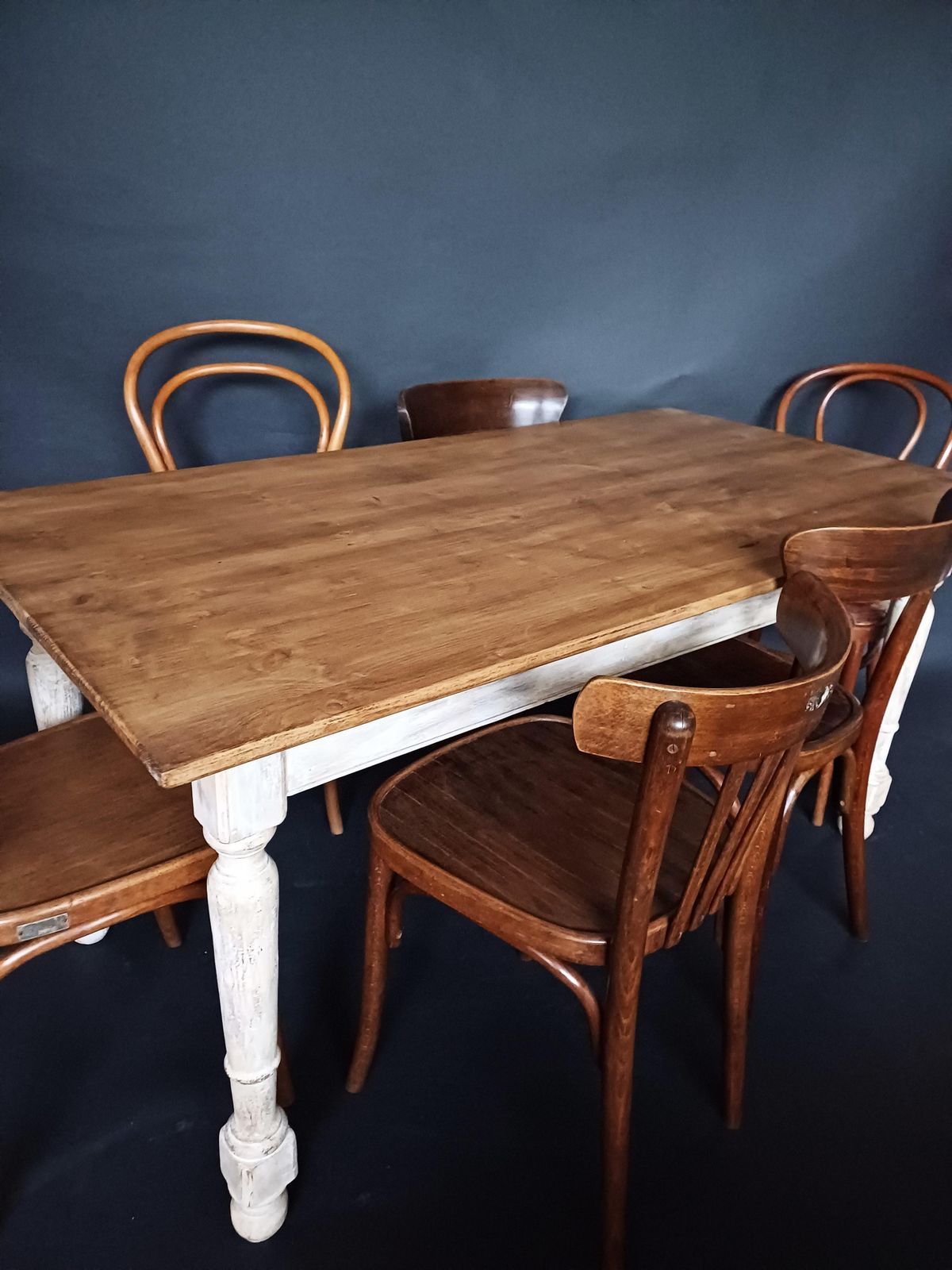 19th Century French Pine Wood Farm Table With A Painted Base photo 1971.1