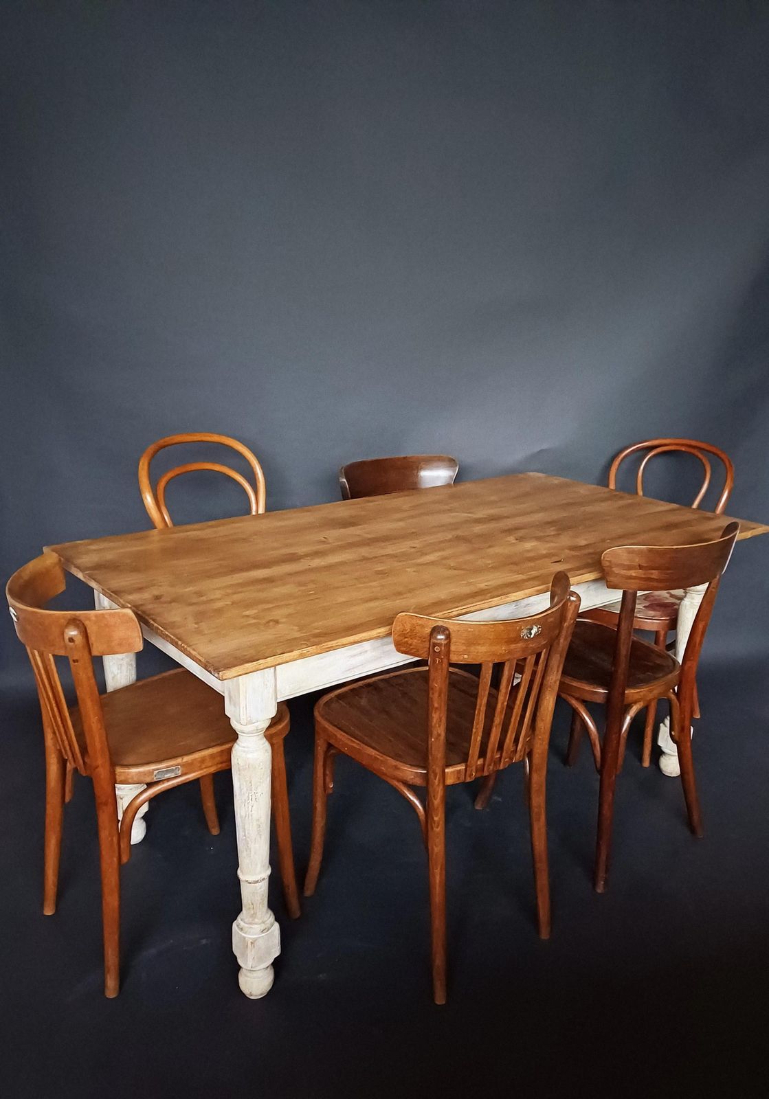 1971.1 19th Century French Pine Wood Farm Table With A Painted Base photo