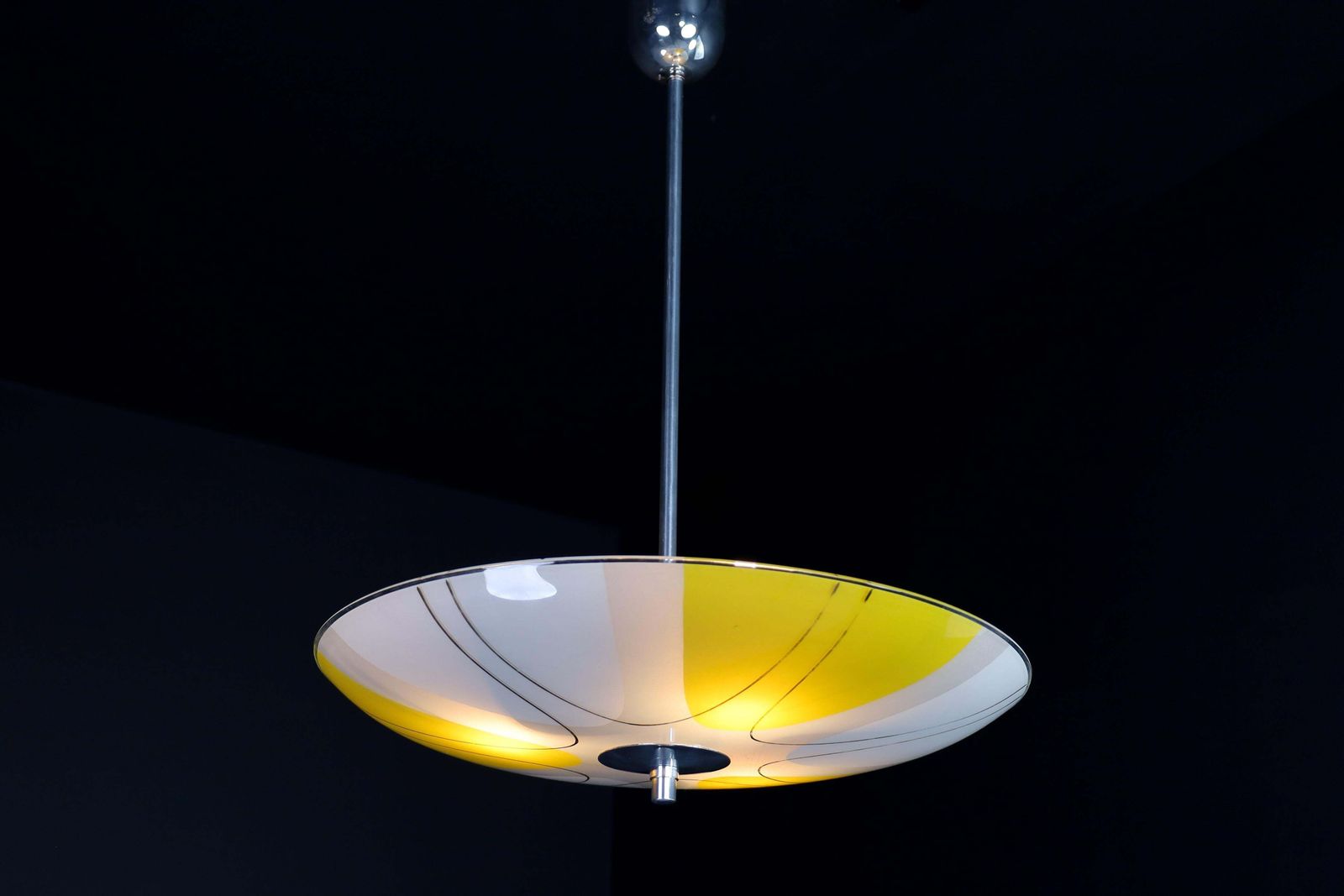 Mid Century Glass Hanging Pendant Lamp Brussels World Expo 1958 " Yellow Space " photo furniture
