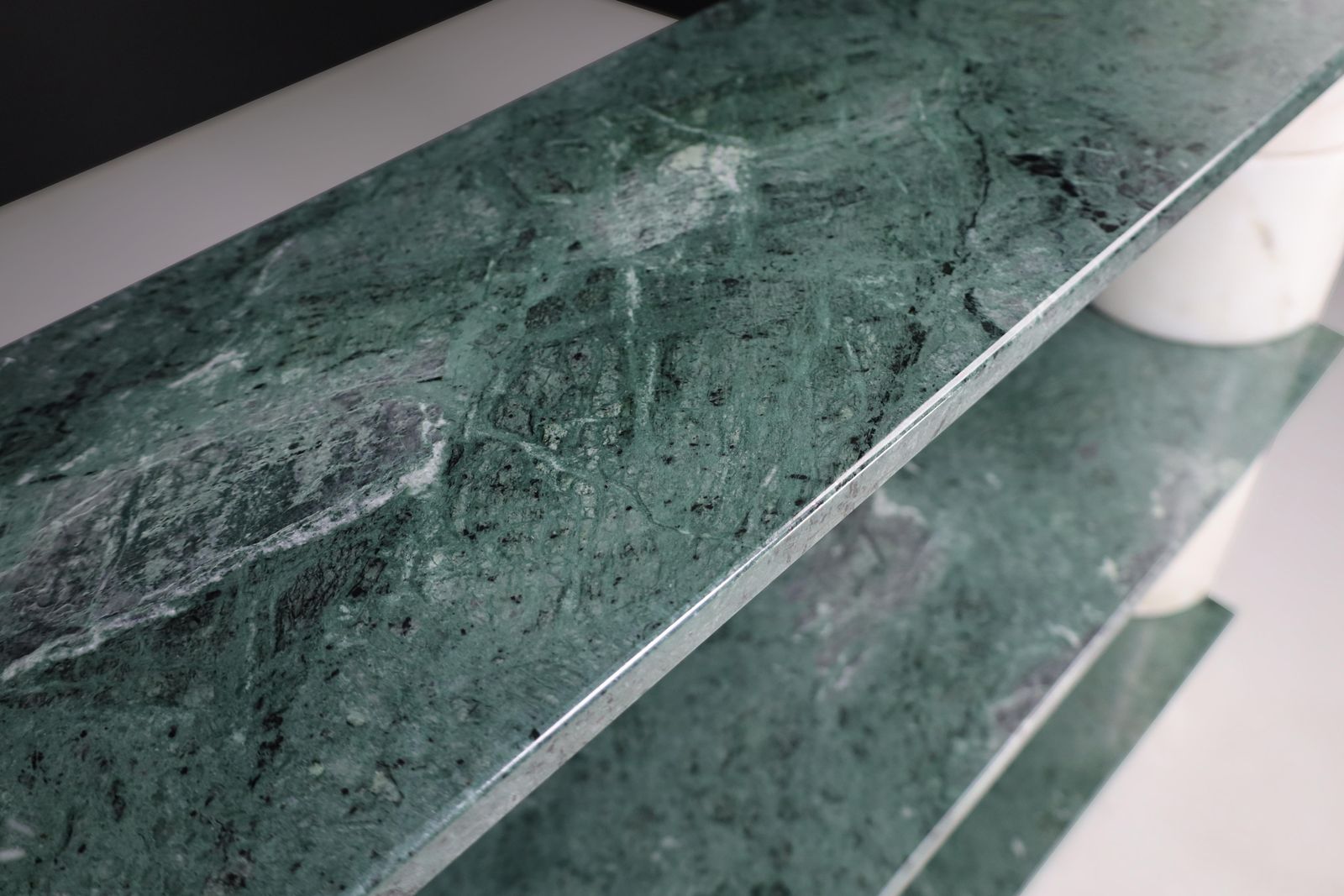 Furniture Angelo Mangiarotti "Loico" Bookcase In Green Alpi Verdi Marble For Skipper 1970s photo
