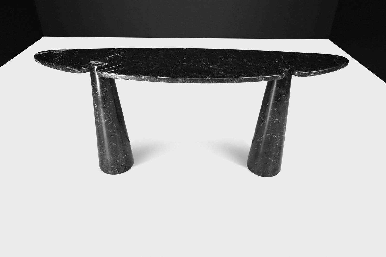 photo buy Angelo Mangiarotti For Skipper Black Marquina Marble "Eros" Console, Italy 1970s