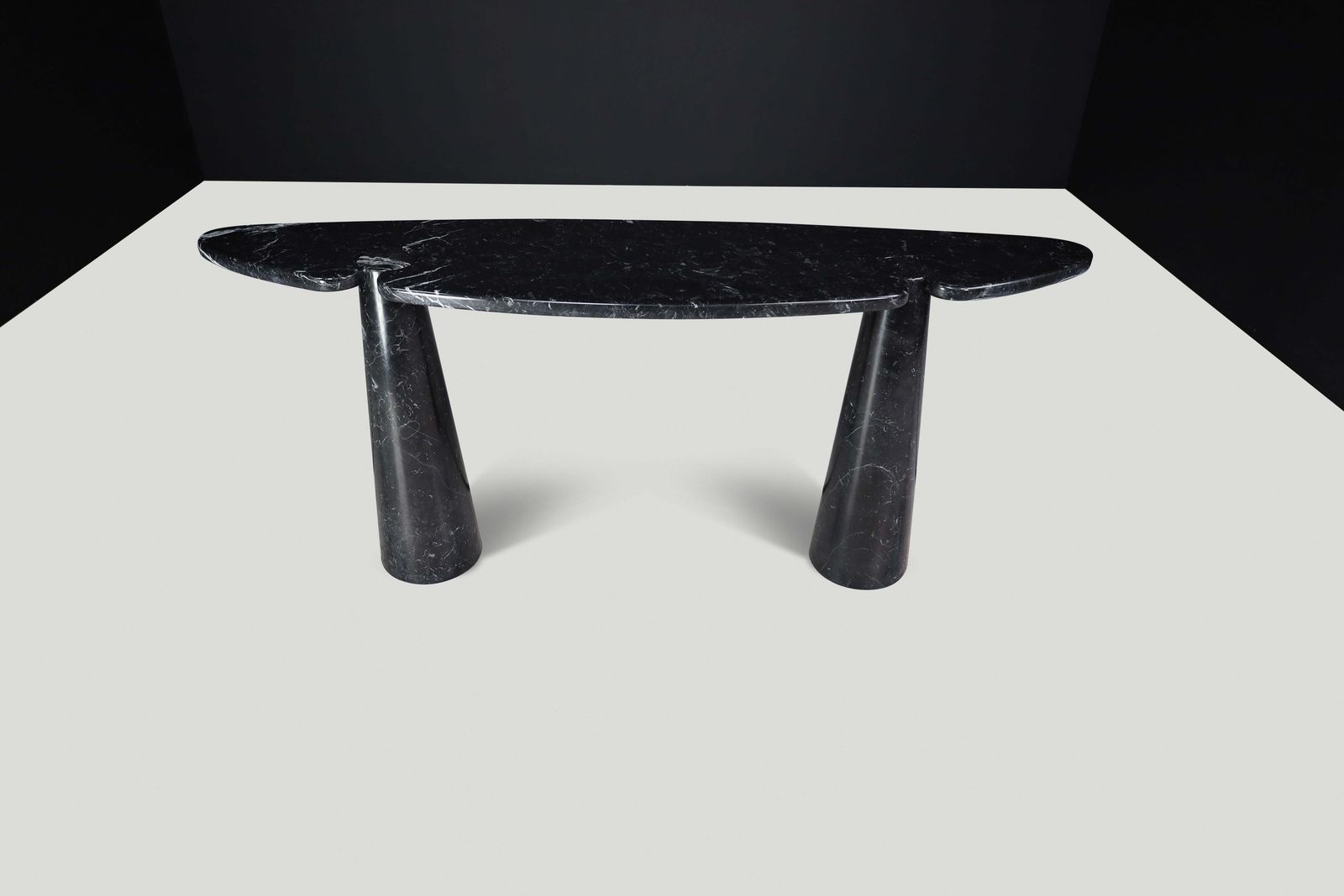photo vintage Angelo Mangiarotti For Skipper Black Marquina Marble "Eros" Console, Italy 1970s