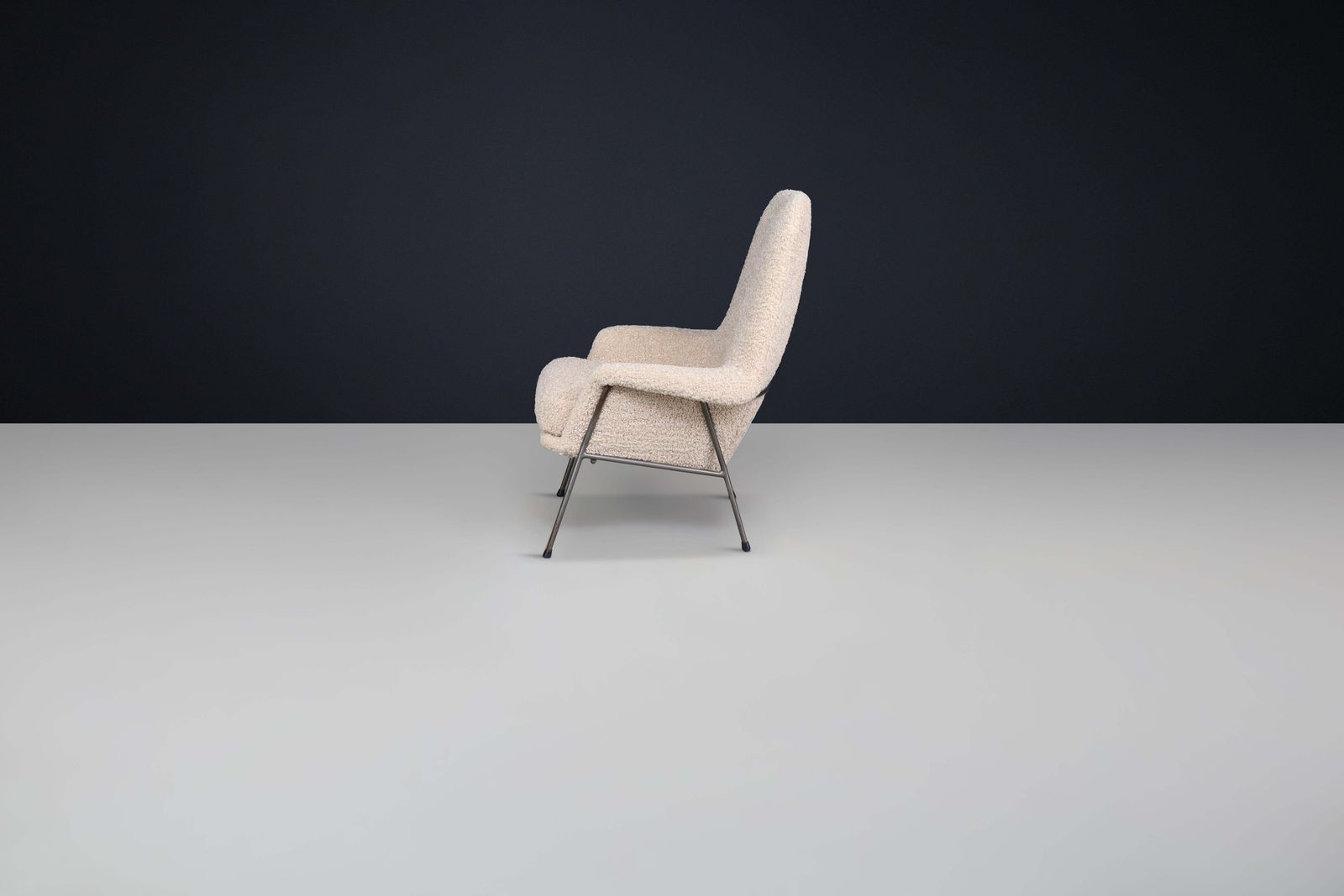 Mid Century High Back Lounge Gentleman Chair In Teddy Upholstery The Netherlands photo Furniture