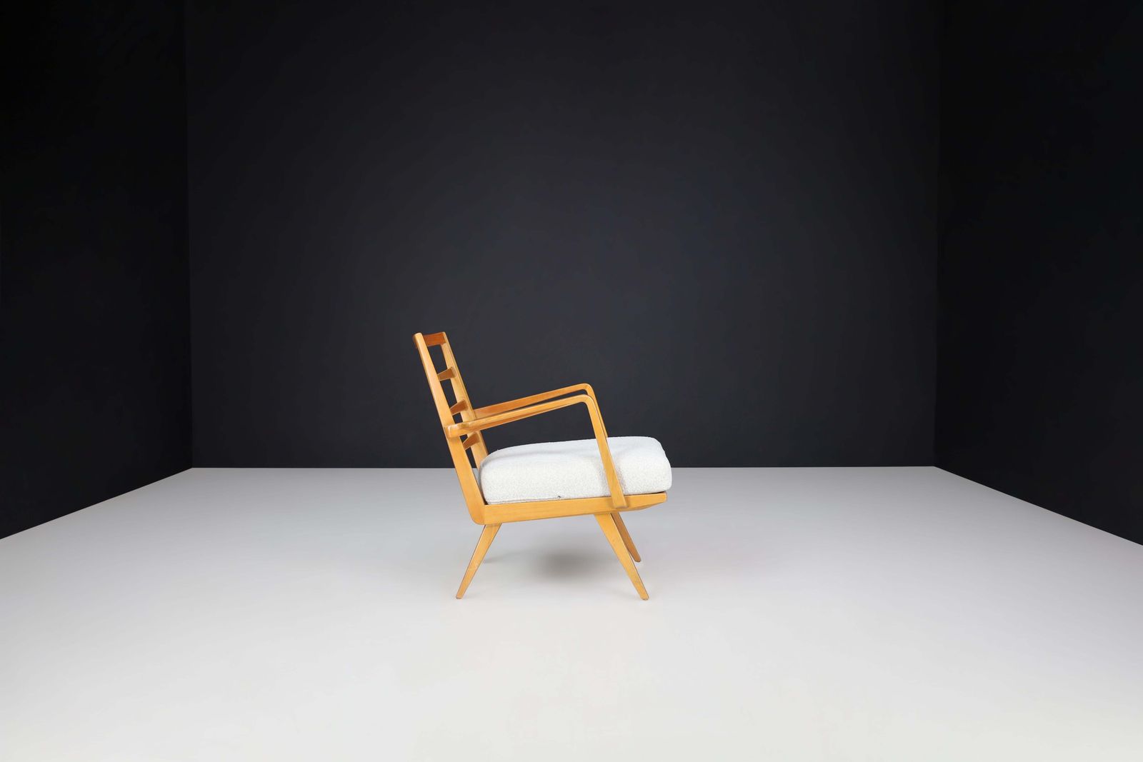 photo furniture Walter Knoll "Antimott" Lounge Chair With Bouclé Cushions Germany, 1950s