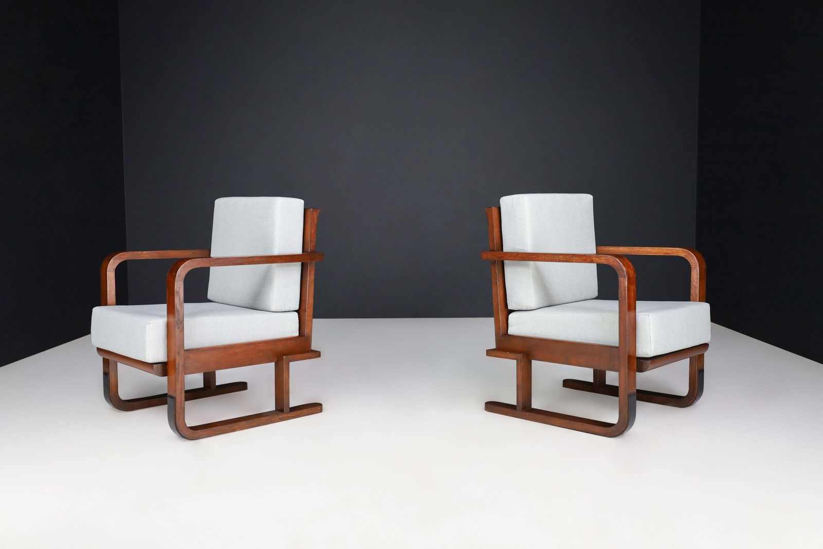 Art Deco Armchairs In Oak Bentwood And New Upholstery, Austria 1930 photo furniture
