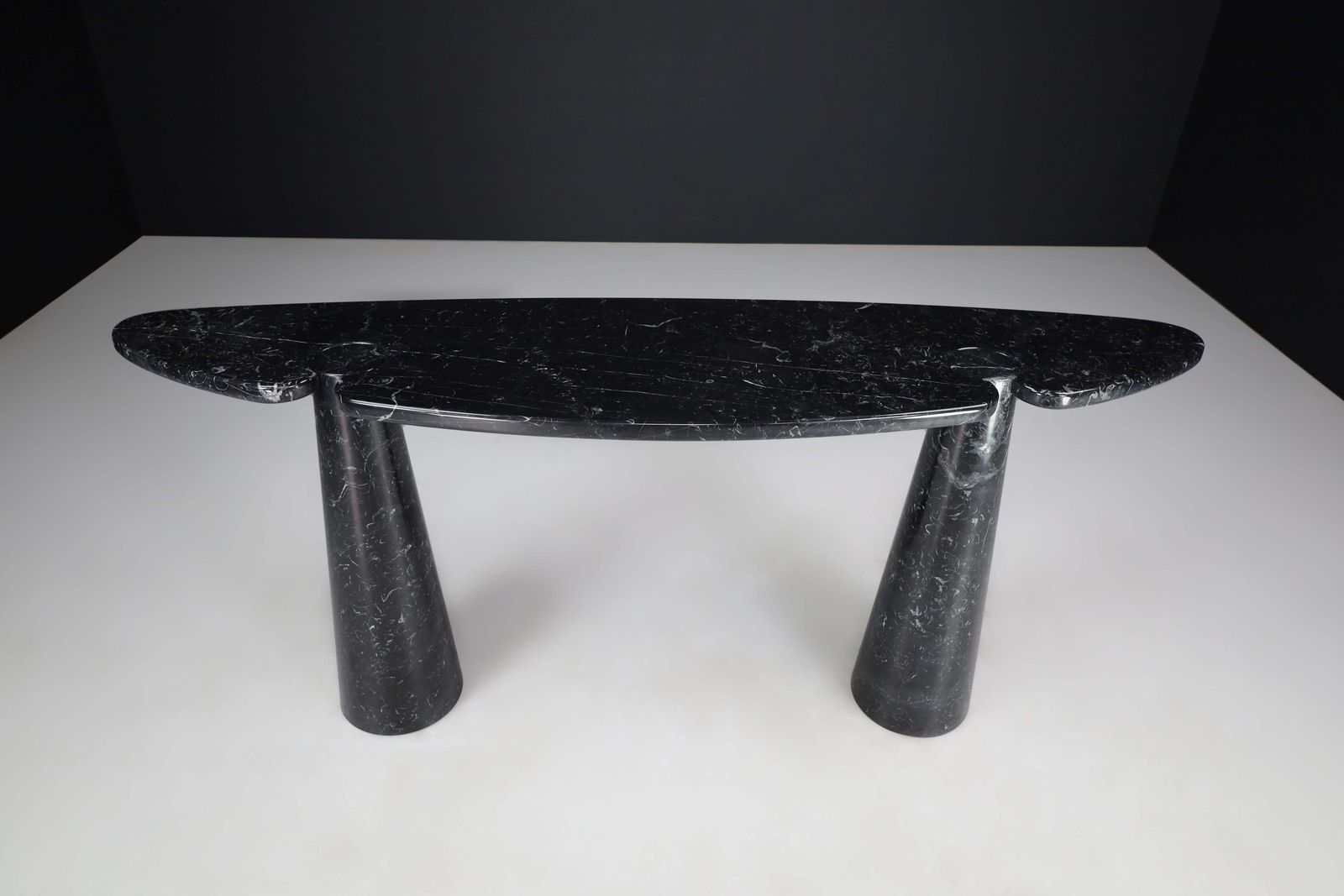 Furniture Angelo Mangiarotti For Skipper Black Marquina Marble "Eros" Console, Italy 1970s photo
