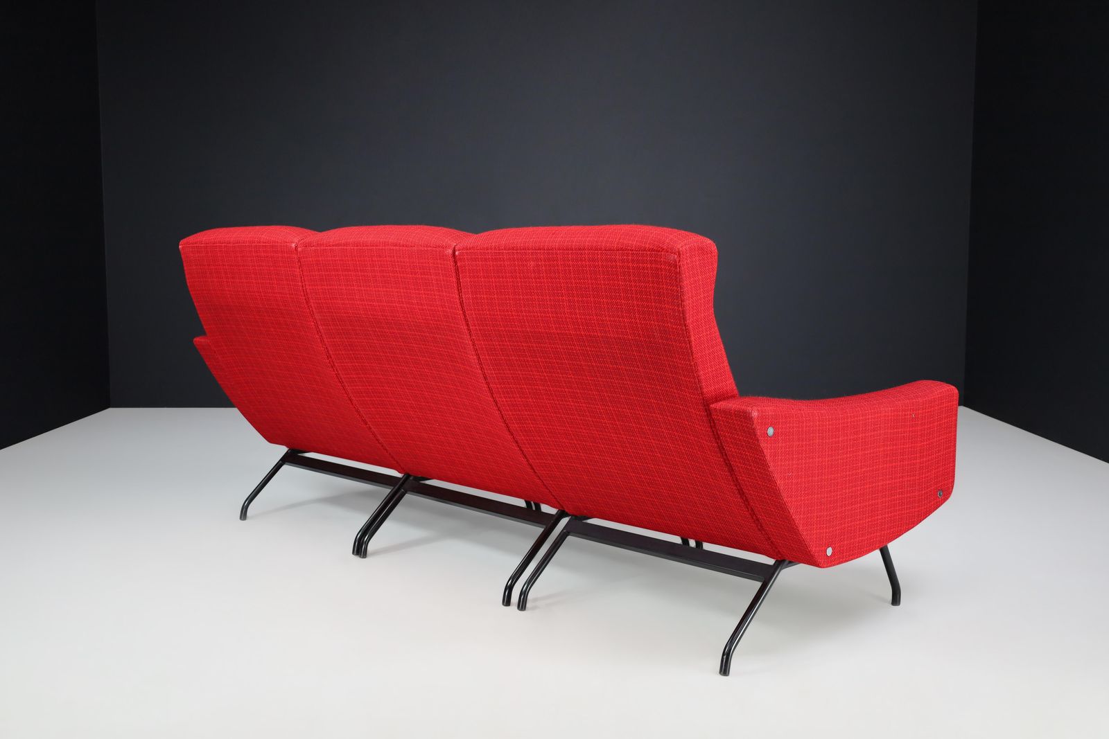 Joseph André Motte Sectional Sofa Seat In Red Original Upholstery France, 1950s photo Furniture