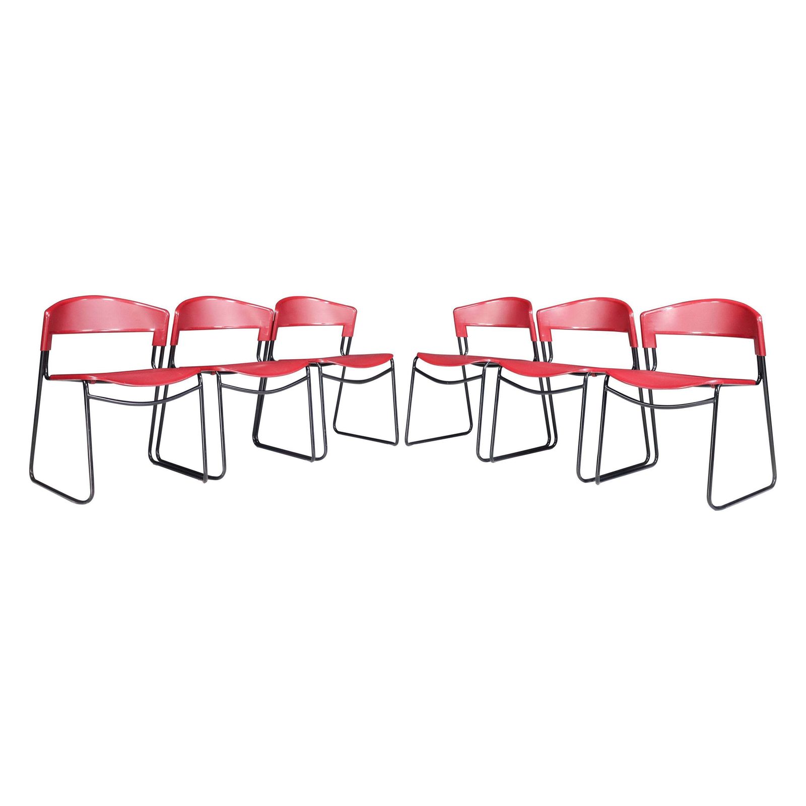 Set Of 6 Stackable Chairs Paolo Favaretto & Airborne Assisa Italy 1980s