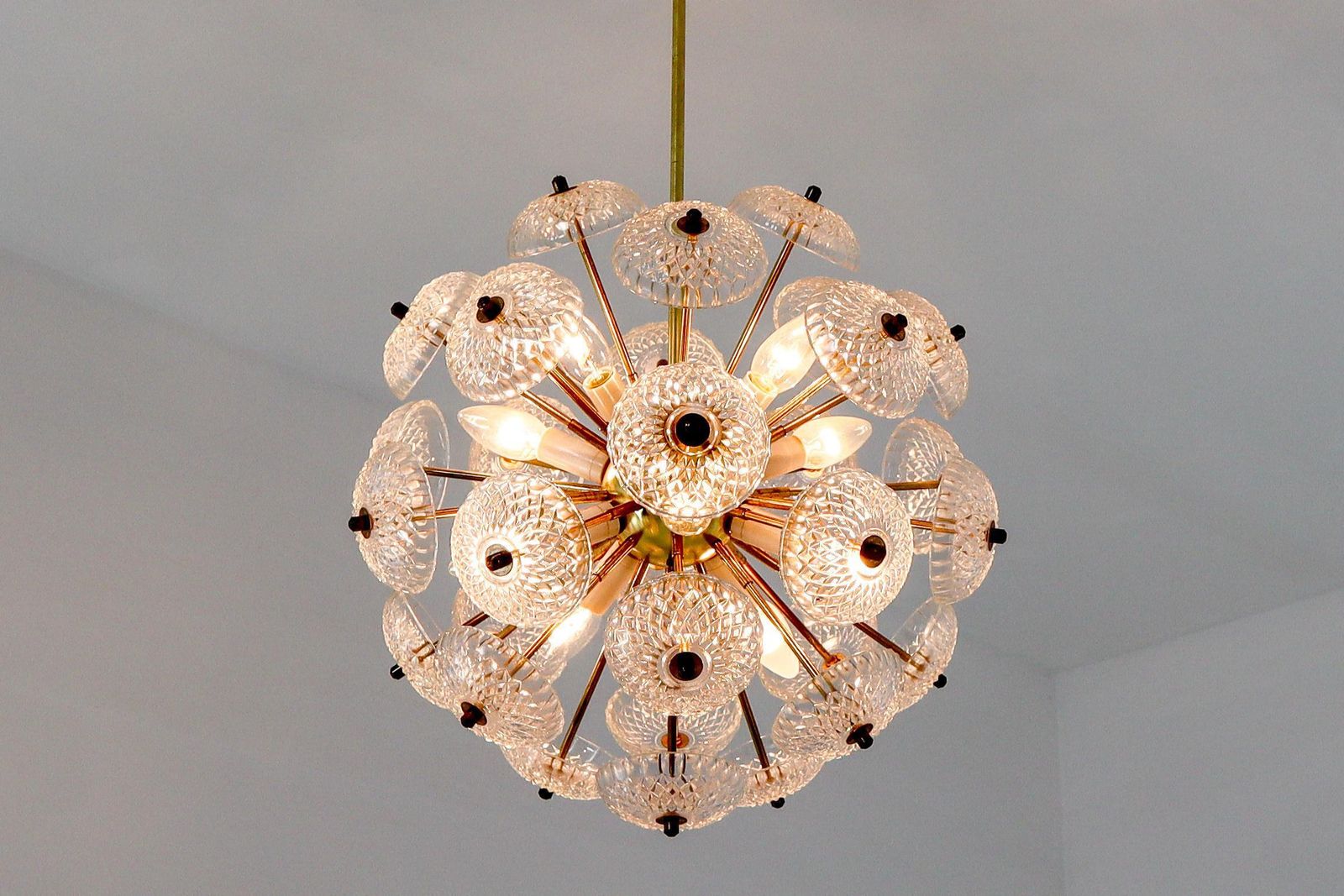 Large Set Midcentury Brass Floral Chandeliers In The Style Of Emil Stejnar photo furniture