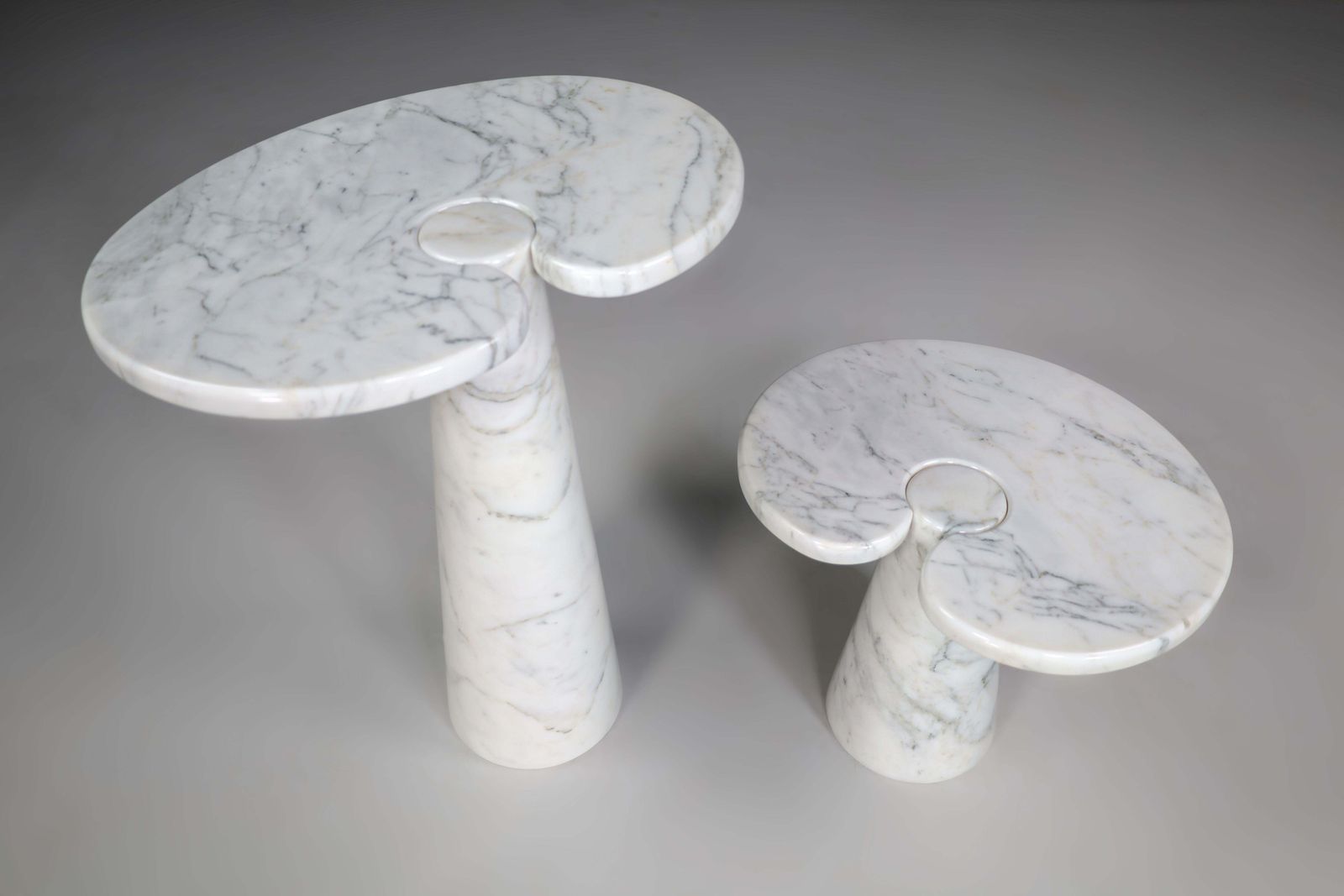 White Carrara Marble Console Tables Model ''Eros'' By Angelo Mangiarotti Italy photo Furniture