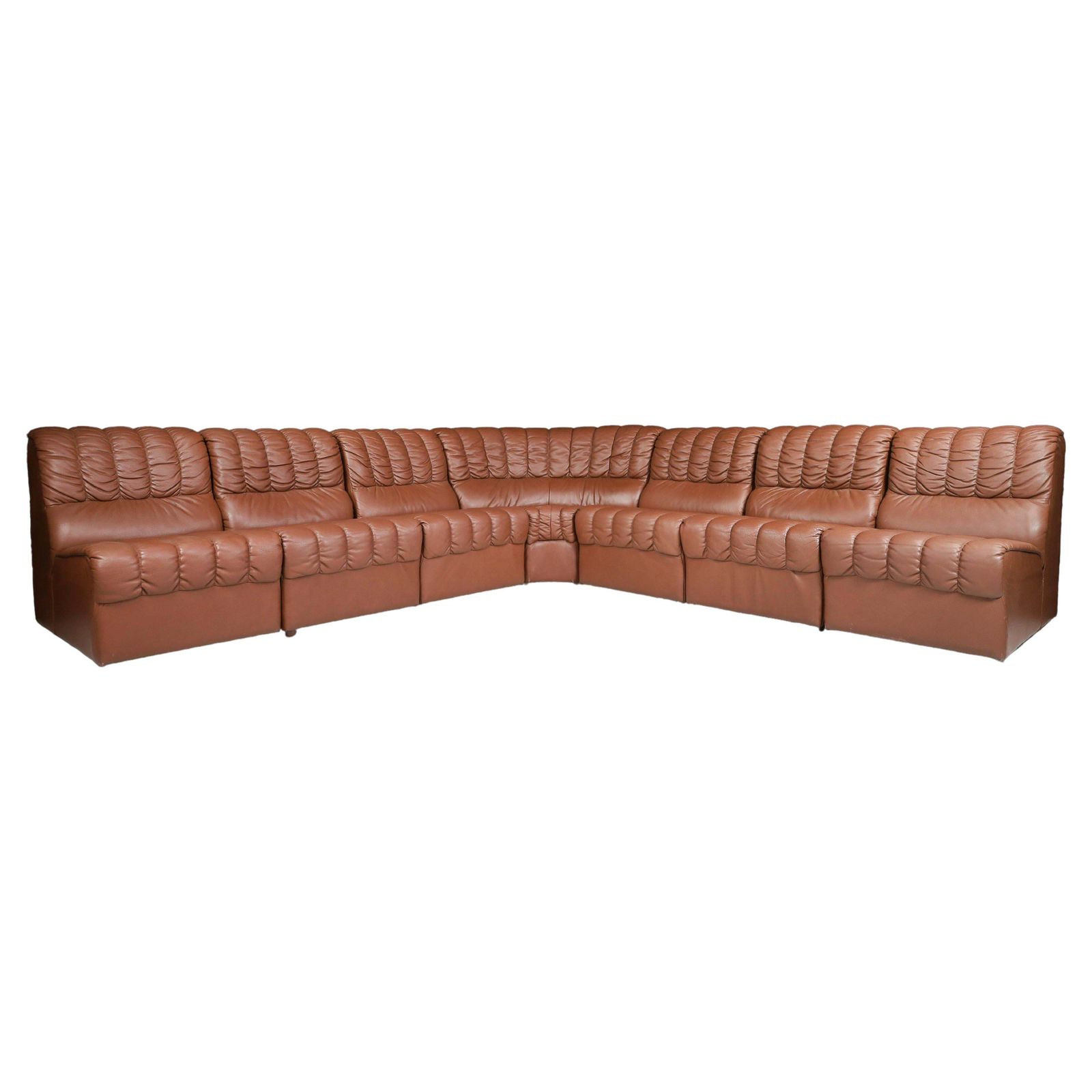 Mid Century Modern Leather Lounge Sofa/Living Room Set/7, Switzerland, 1970s