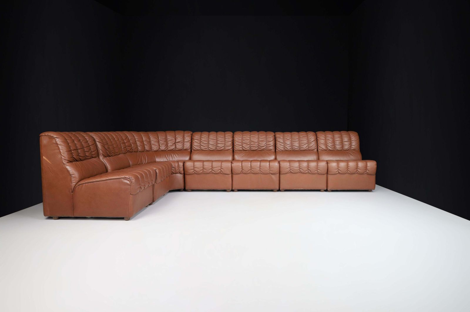 Mid Century Modern Leather Lounge Sofa/Living Room Set/7, Switzerland, 1970s photo Furniture