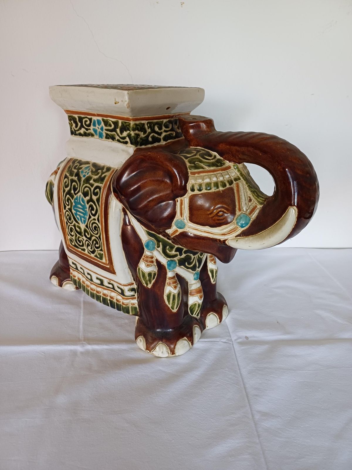 Large Ceramic Elephant Garden Stool Or Plant Stand, 1960s photo furniture