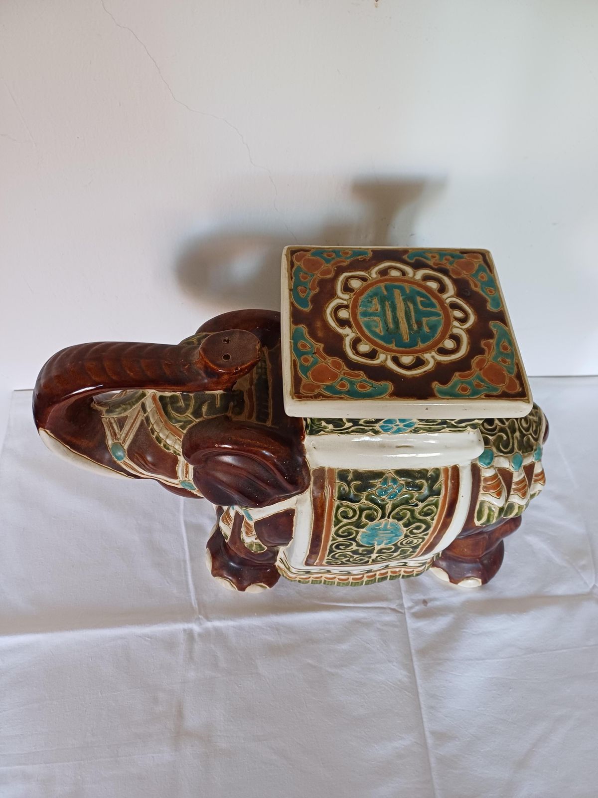Large Ceramic Elephant Garden Stool Or Plant Stand, 1960s photo 479.55