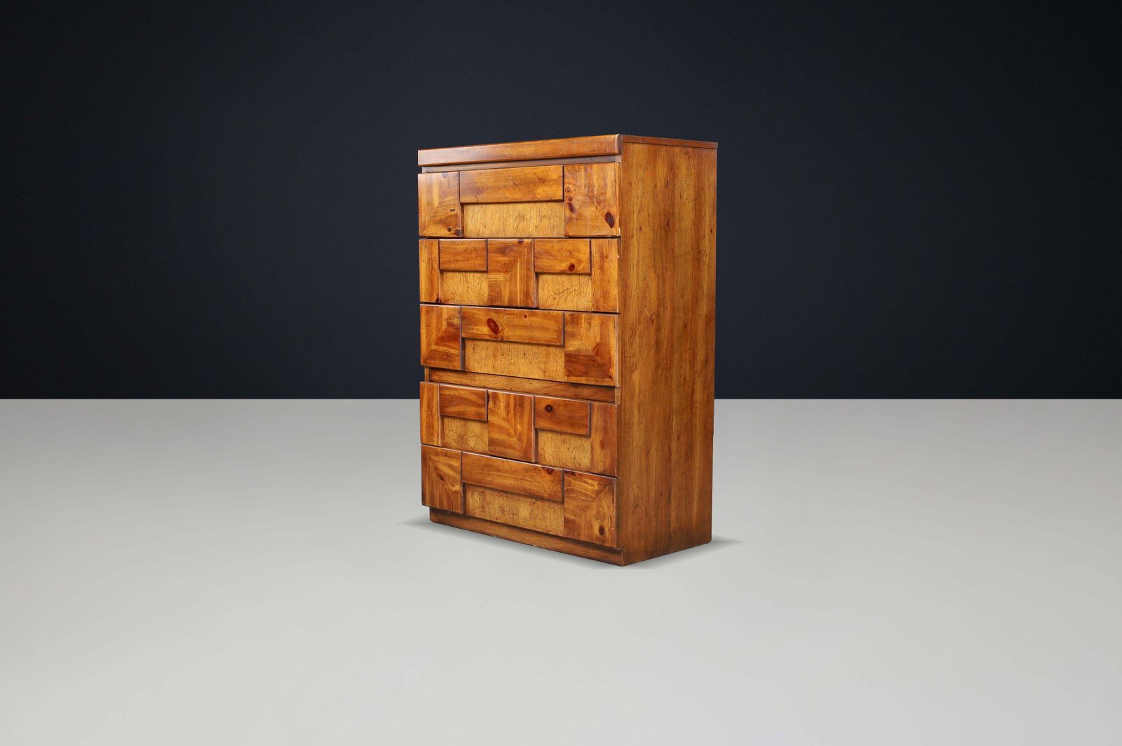 Brutalist “Staccato” Tallboy Dresser By Lane Furniture, USA, 1970s photo furniture