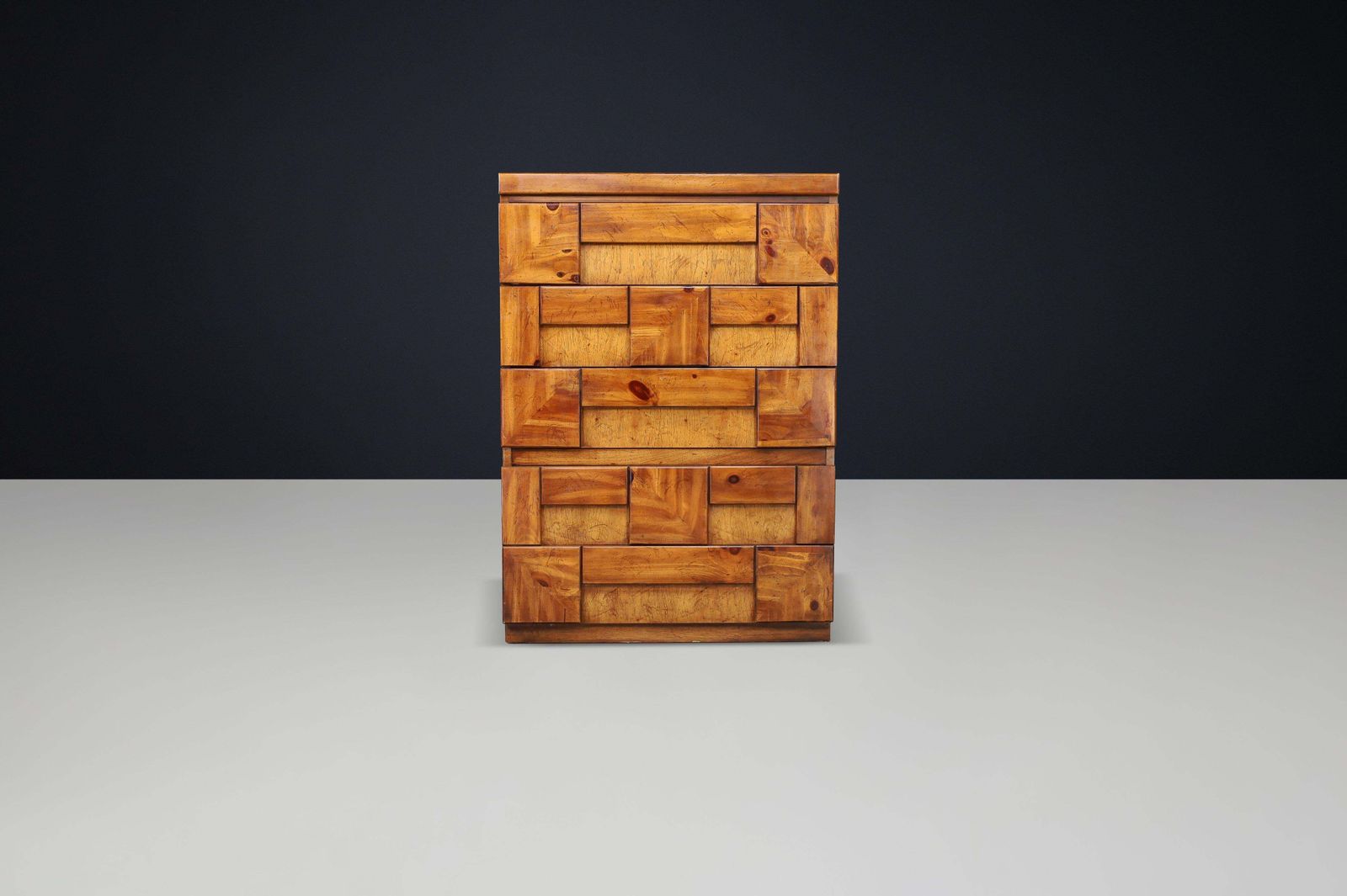 Brutalist “Staccato” Tallboy Dresser By Lane Furniture, USA, 1970s photo for sale