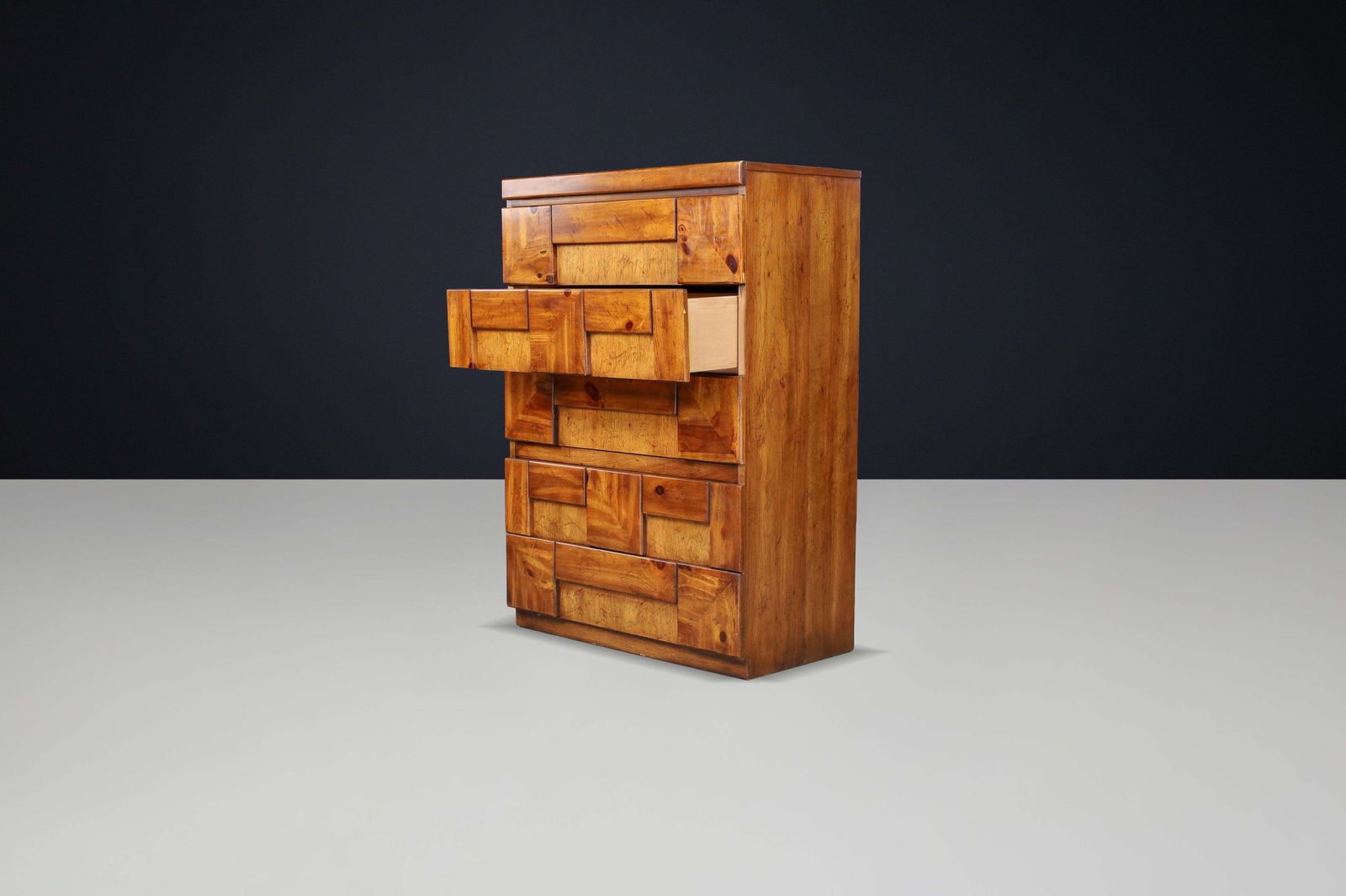 Brutalist “Staccato” Tallboy Dresser By Lane Furniture, USA, 1970s photo vintage