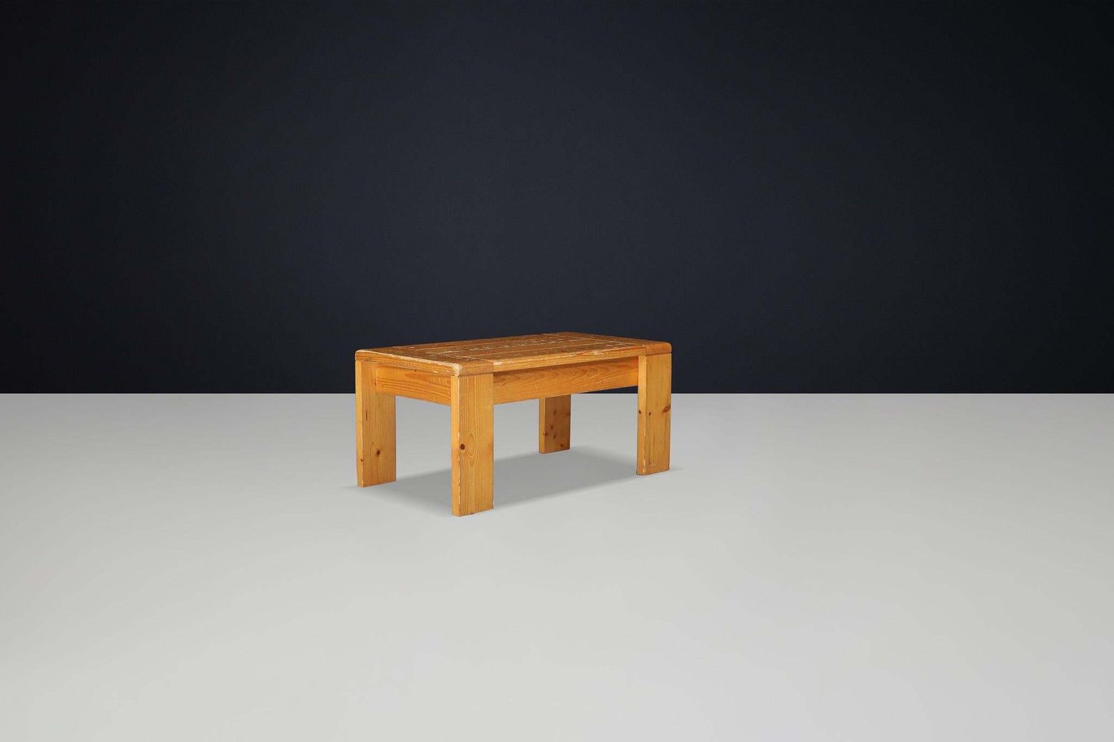 Mid Century Modern Charlotte Perriand “Les Arcs” Coffee Table In Pine photo vinterior