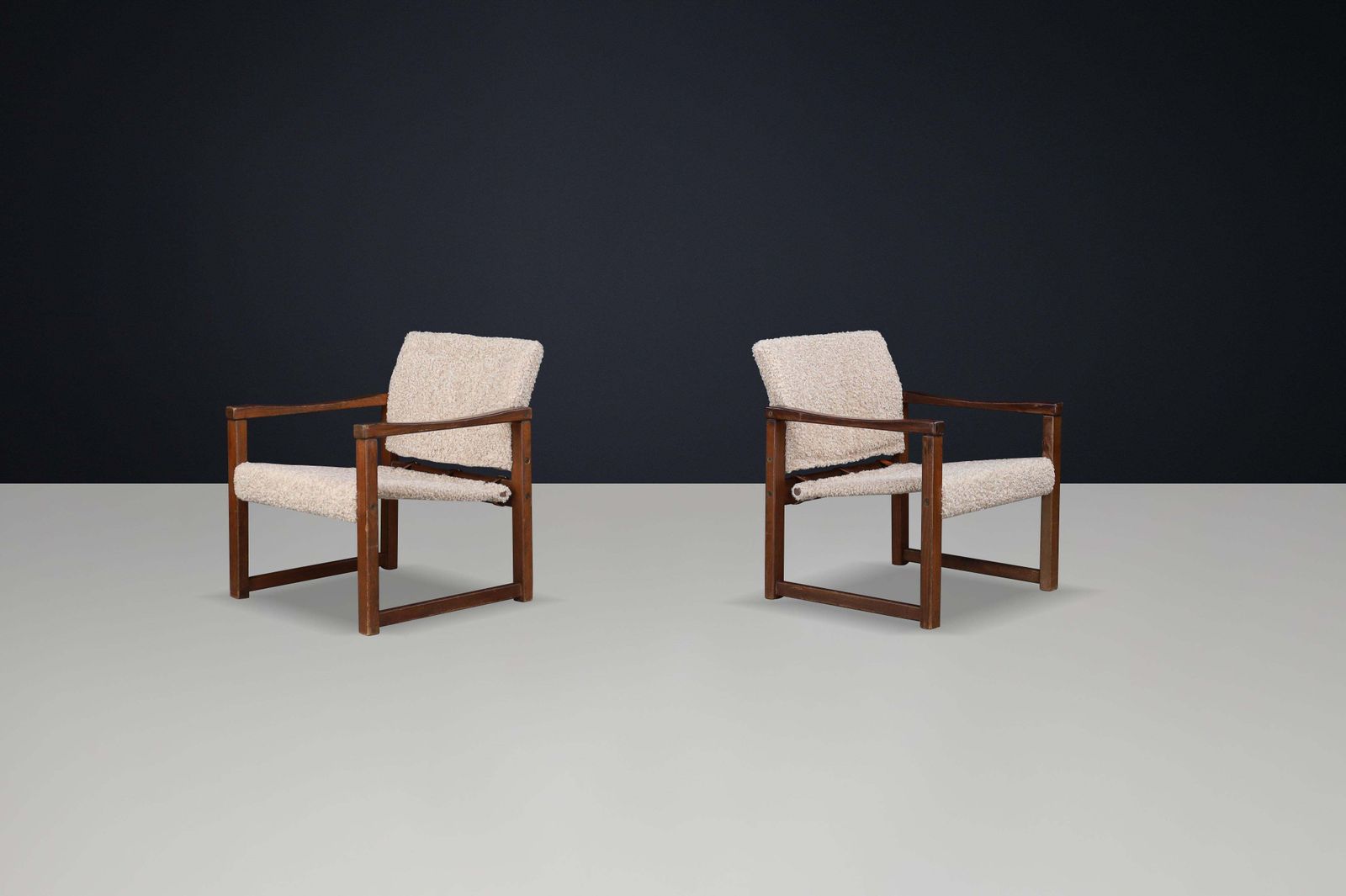 Set Of 2 Lounge Chairs By Karin Mobring In Pine And Teddy Fabric, Sweden, 1970s photo for sale