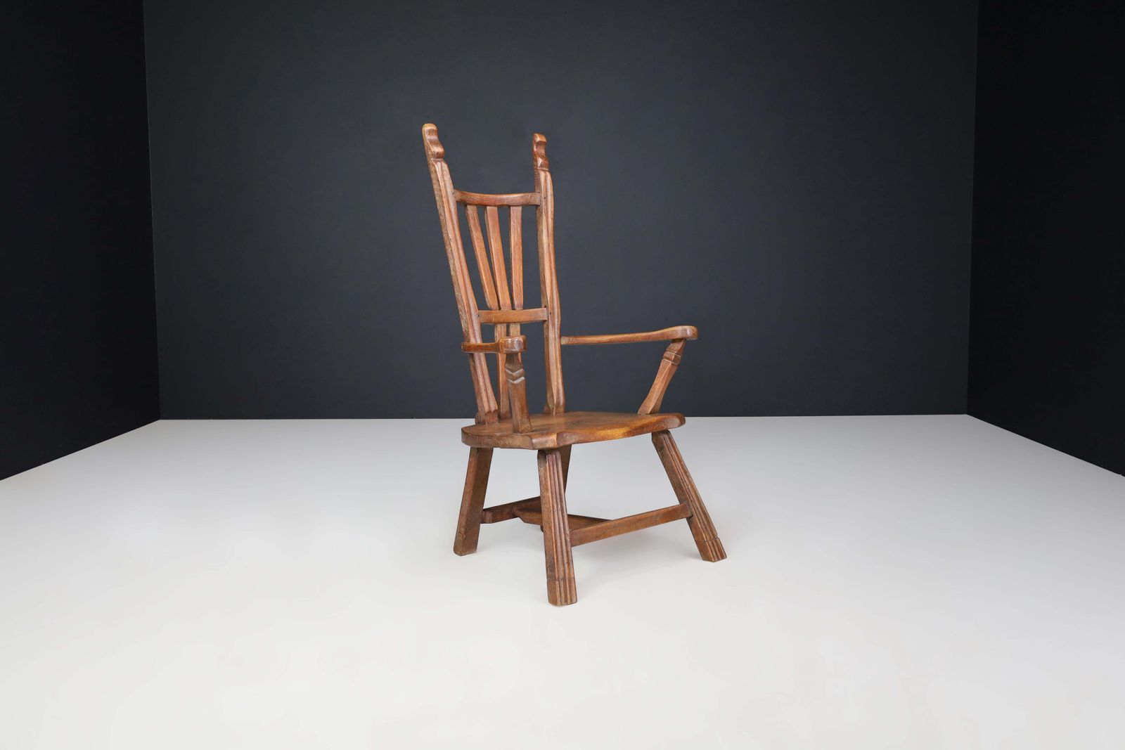 Sculptural Brutalist Oak Armchair – French Artisan Mastery, 1960s photo furniture