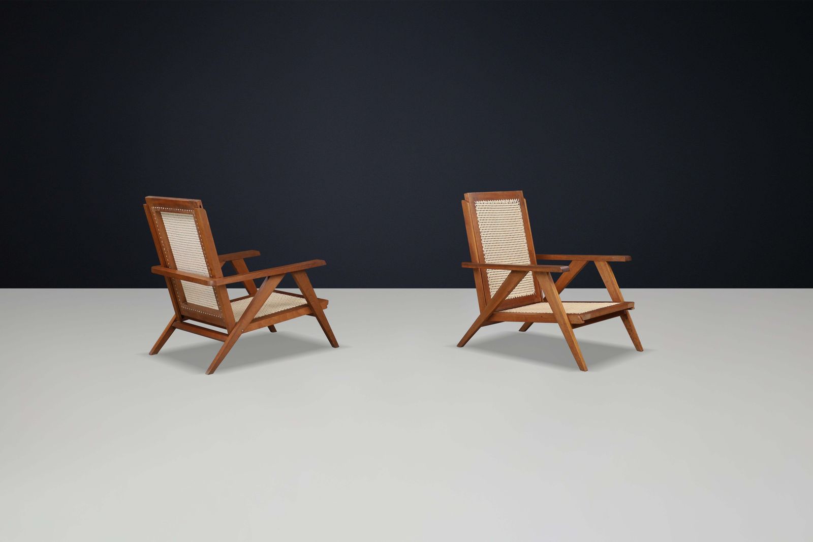 1950s French Teak And Cane Armchairs – Mid Century Modern Icons photo Furniture