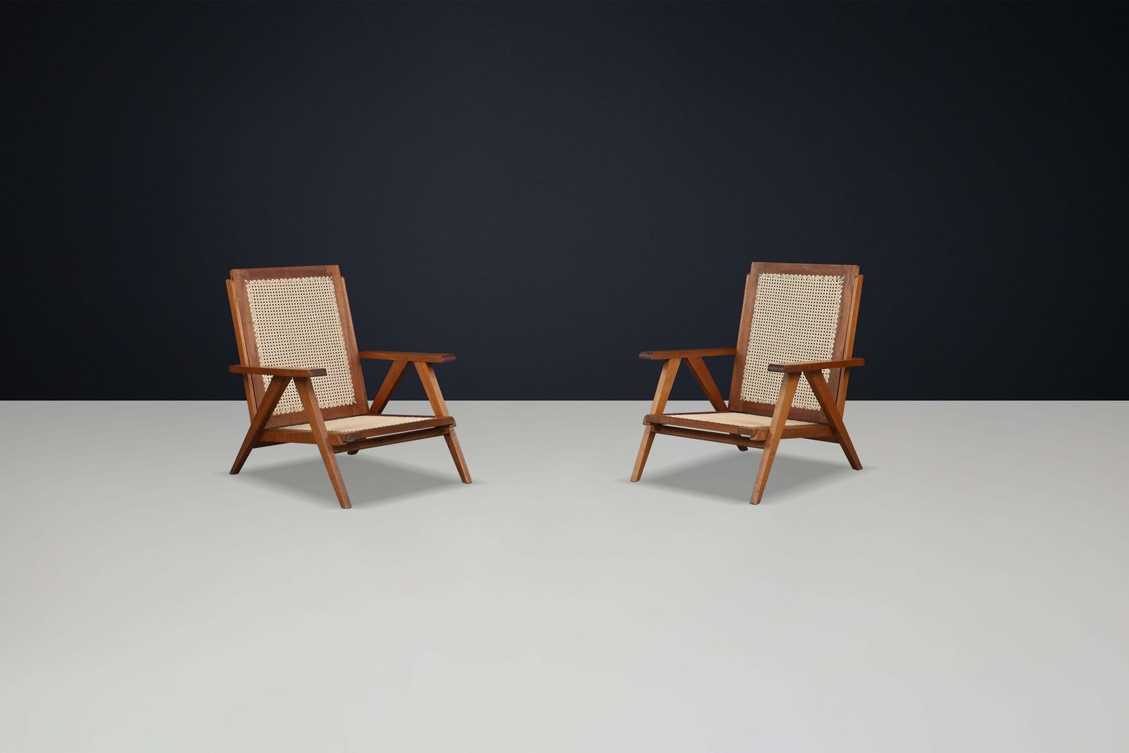 1950s French Teak And Cane Armchairs – Mid Century Modern Icons photo buy
