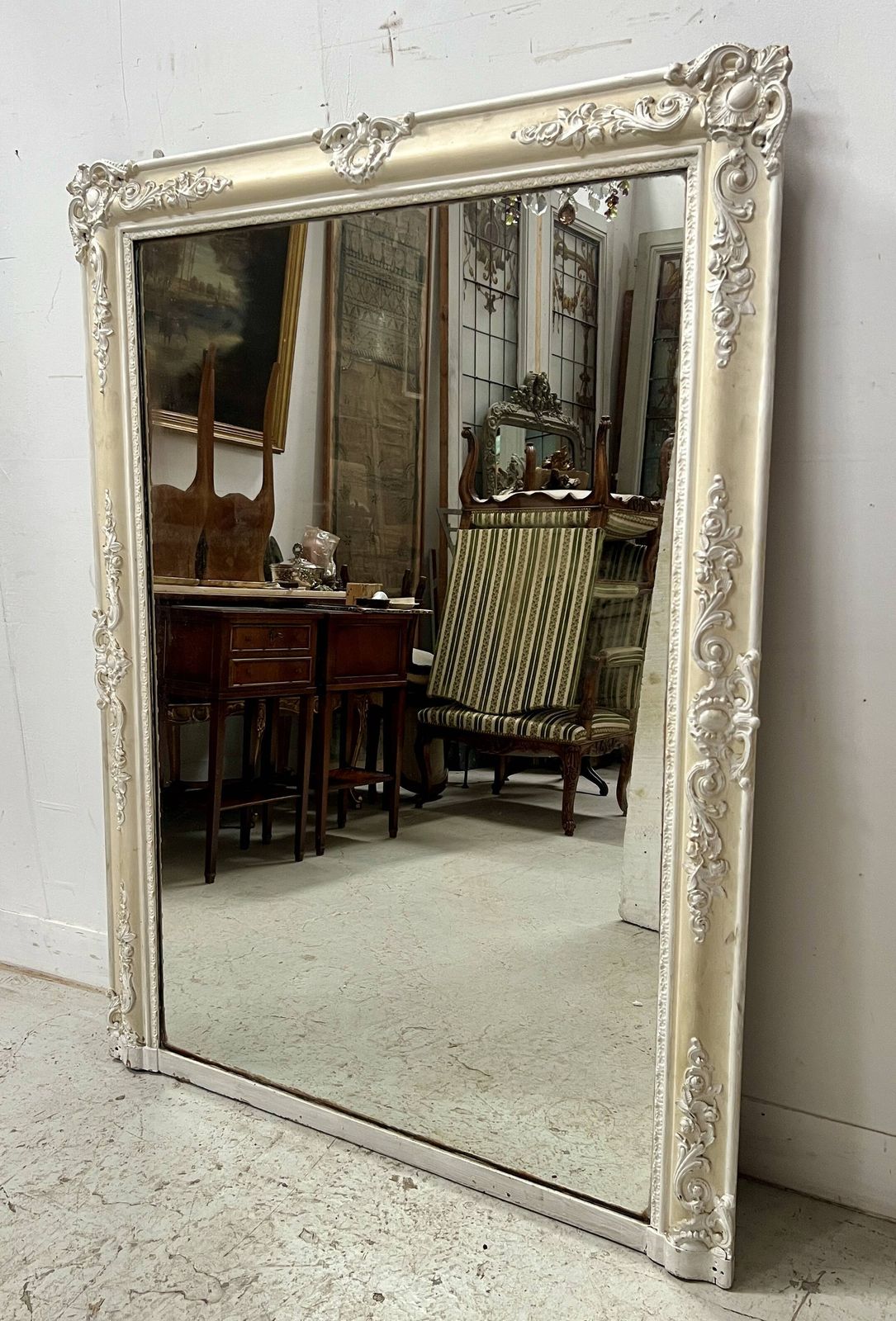 photo vinterior Louis XVI Style Mirror In Wood And Patinated Stucco, 20th Century