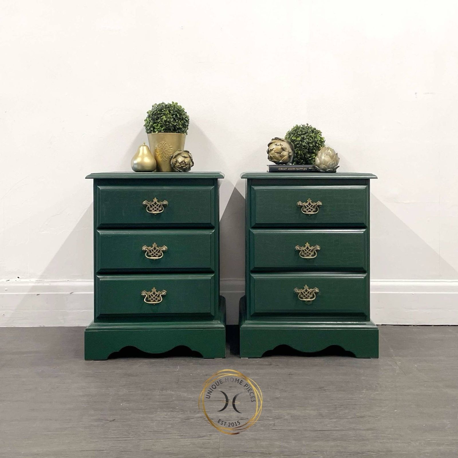 Set Of Two Green Bedside Drawers photo buy