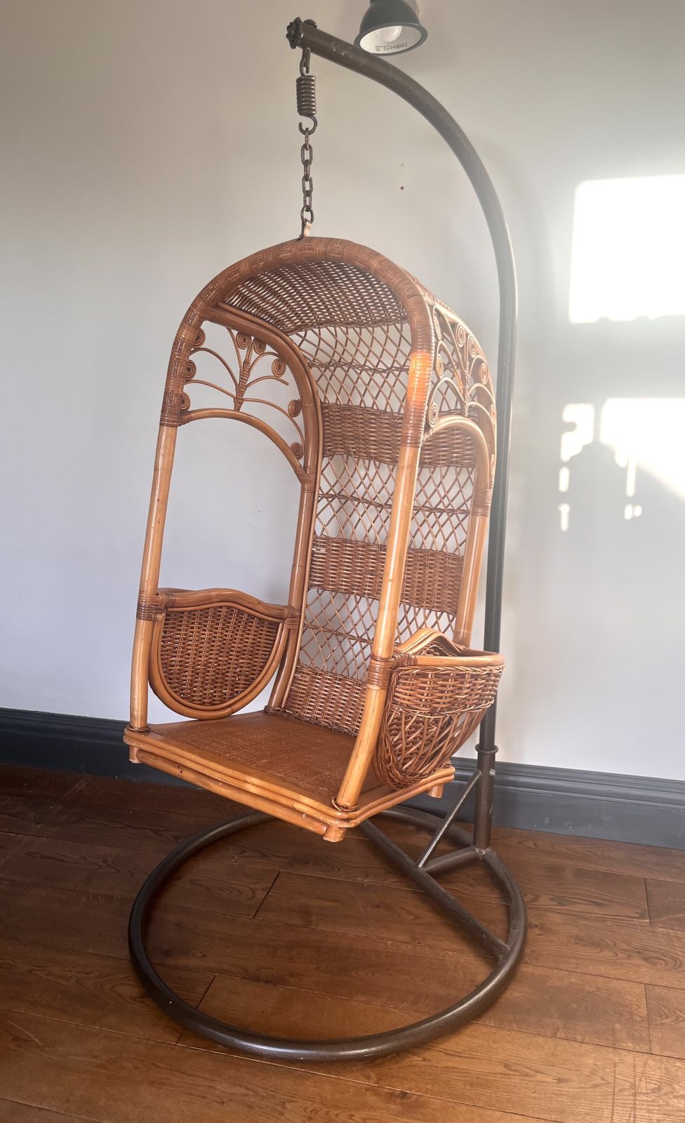Rattan Hang Egg Cage Lounge Armchair Chair. Cane Egg Chair, Mid Century Cane Egg Chair, Swing Egg Chair photo Furniture
