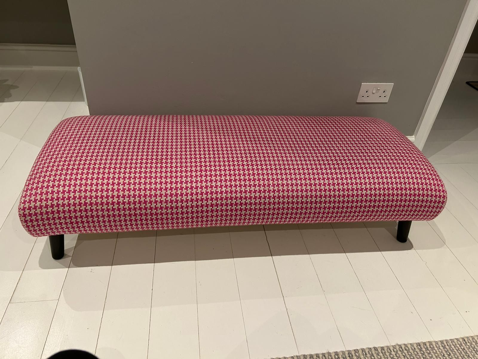 Designers Guild Elipse Footstool (Large) With Pink Houndstooth Fabric photo Furniture